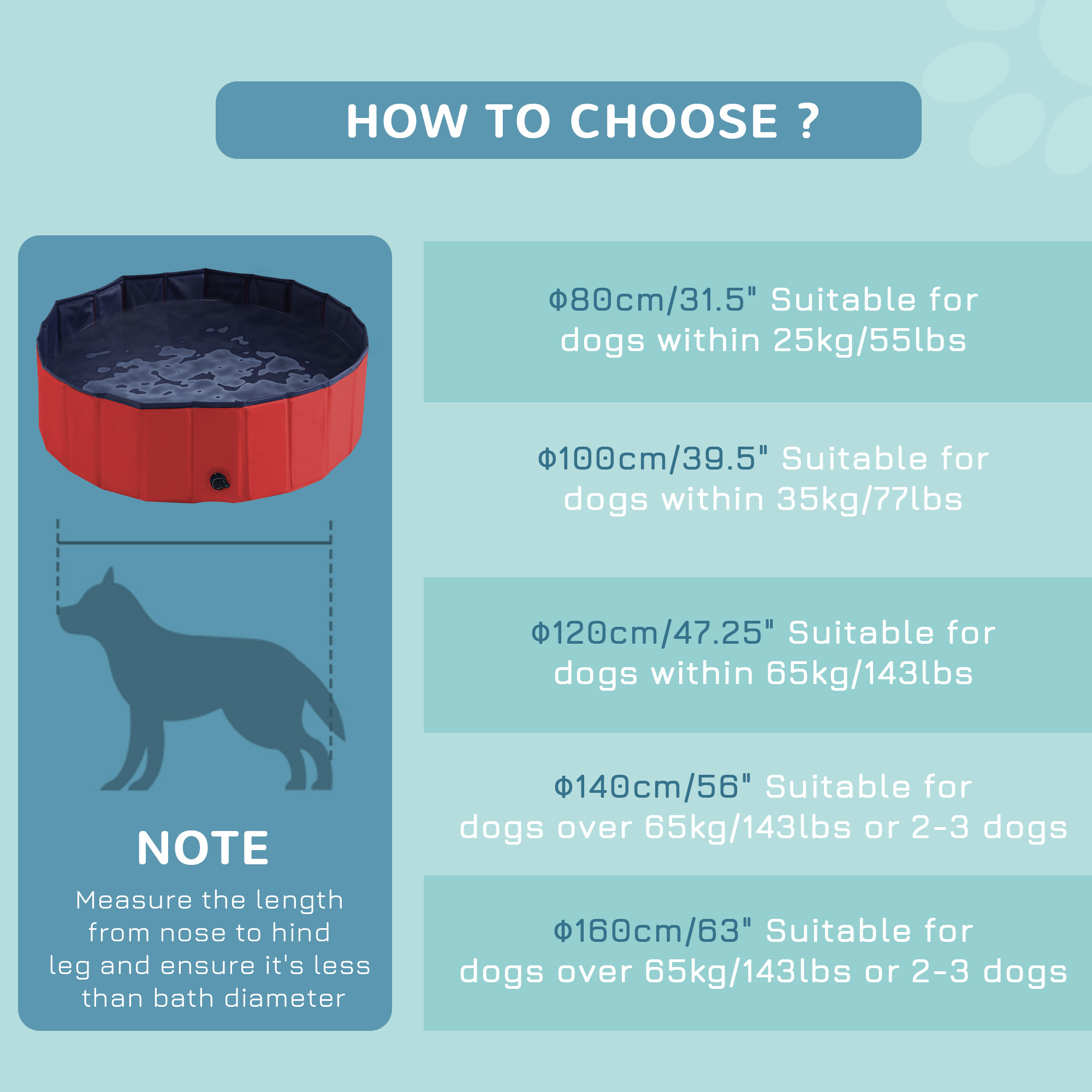 Pawhut Portable Pet Swimming Pool, Foldable Bathing Tub for Dogs and Cats, Non-Slip, Durable PVC, å¦—?00x30H cm, Red