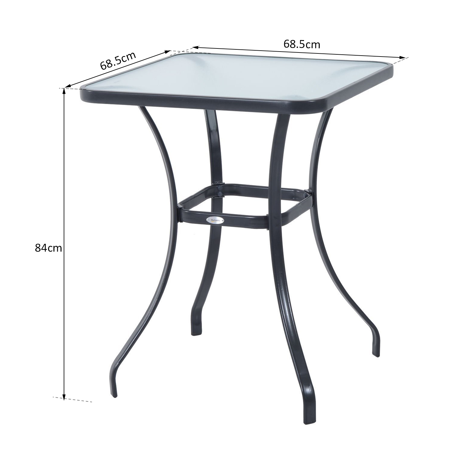Outsunny Bar Table Bistro Square Glass Dining Kitchen Breakfast Pub Party Metal Garden CafÃ© Coffee Garden Table
