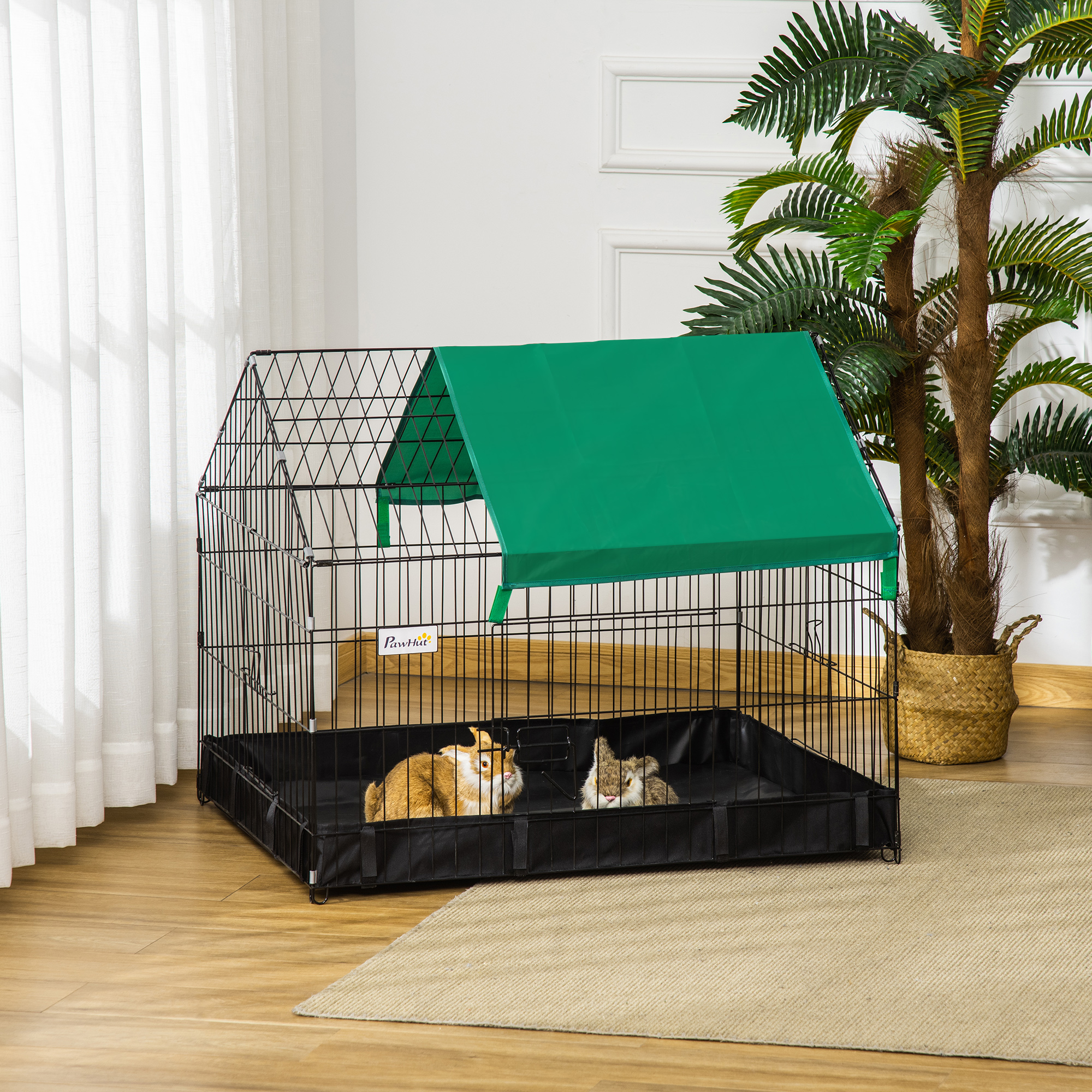 PawHut Guinea Pig Habitat, Leak-Proof Small Animal Cage, Safety Lock, Top Access, Durable Build