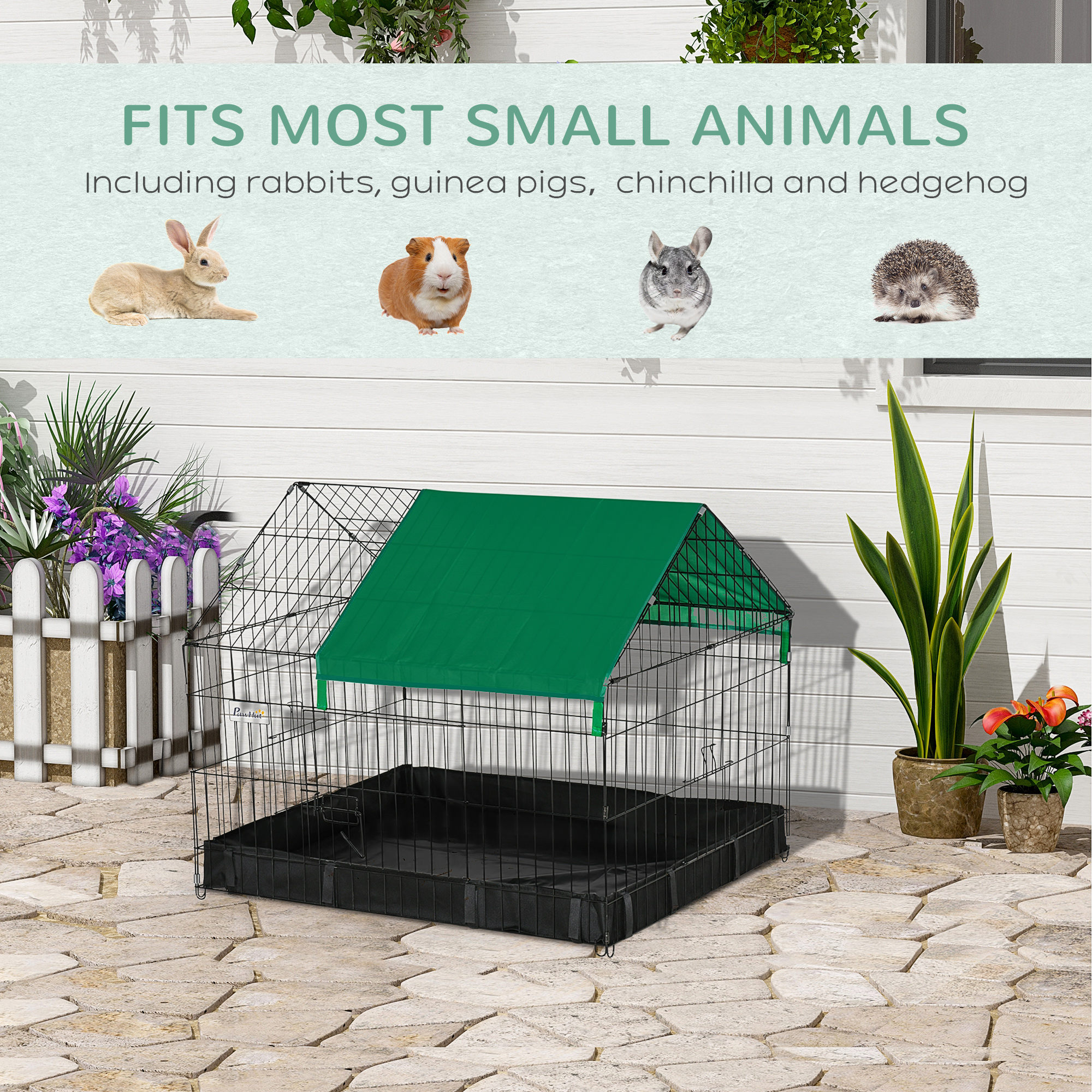 PawHut Guinea Pig Habitat, Leak-Proof Small Animal Cage, Safety Lock, Top Access, Durable Build