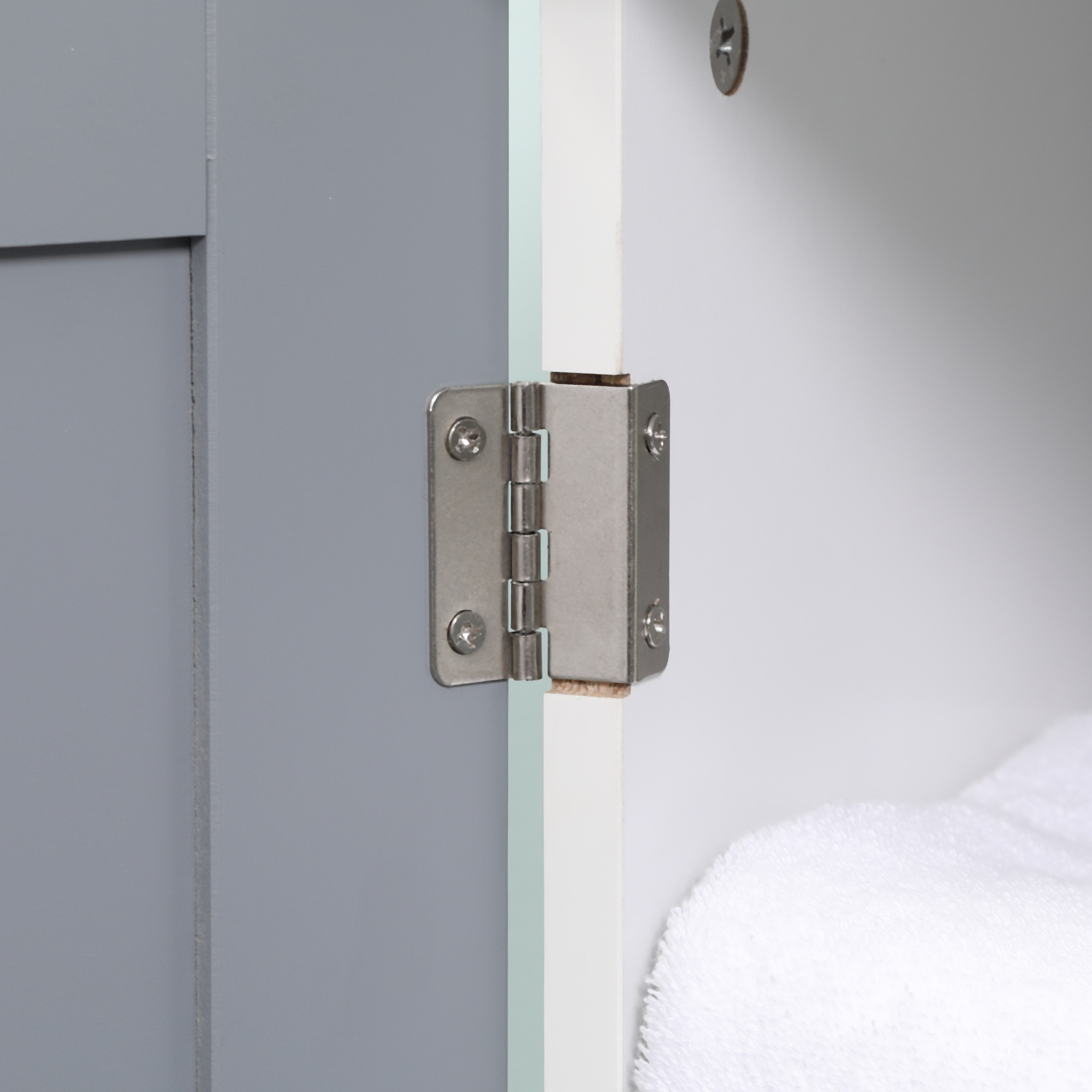 kleankin Bathroom Under Sink Cabinet, Pedestal Storage Unit with Adjustable Shelf, Grey and White