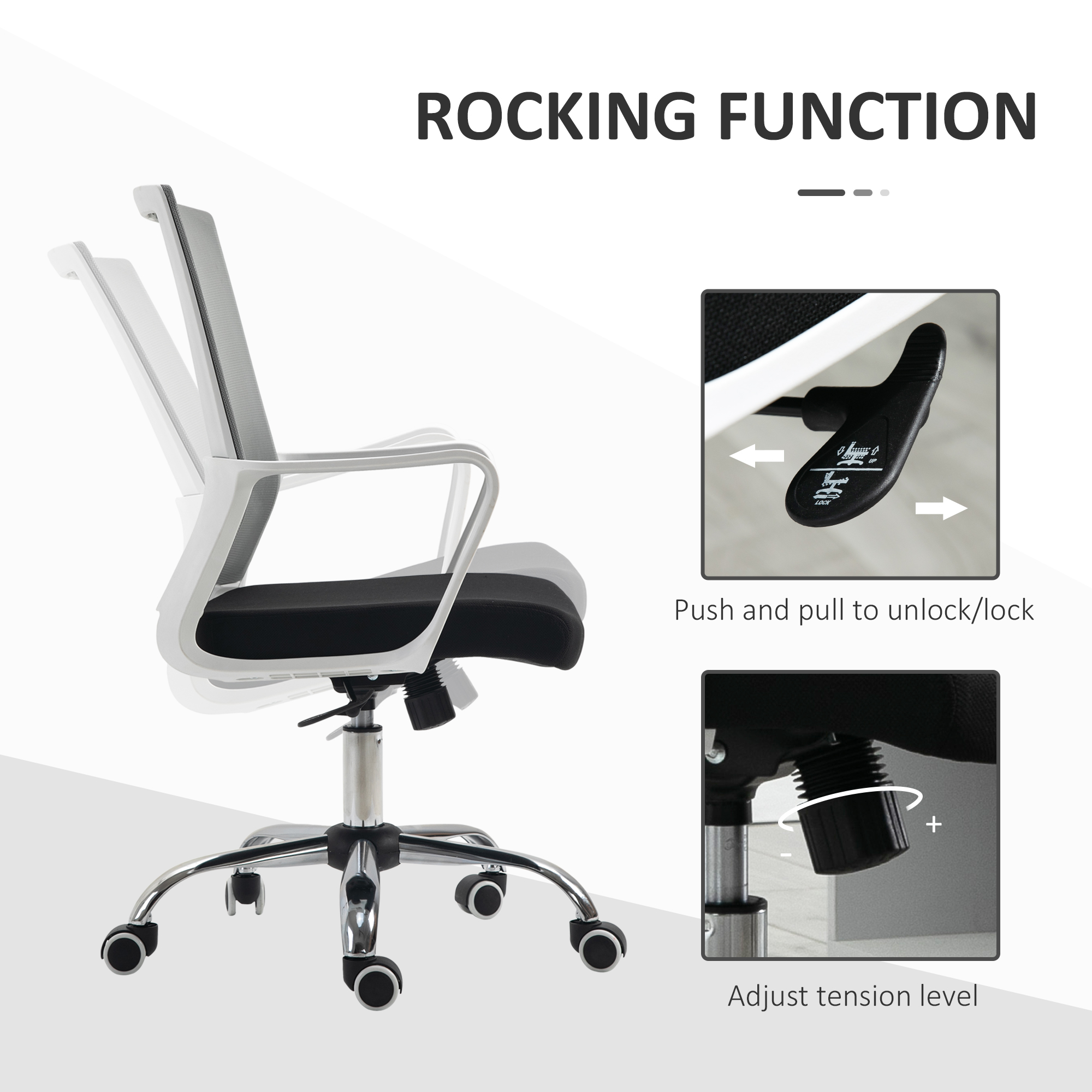 Vinsetto Ergonomic Office Chair Adjustable Height Breathable Mesh Desk Chair w/Armrest and 360Â° Swivel Castor Wheels Black