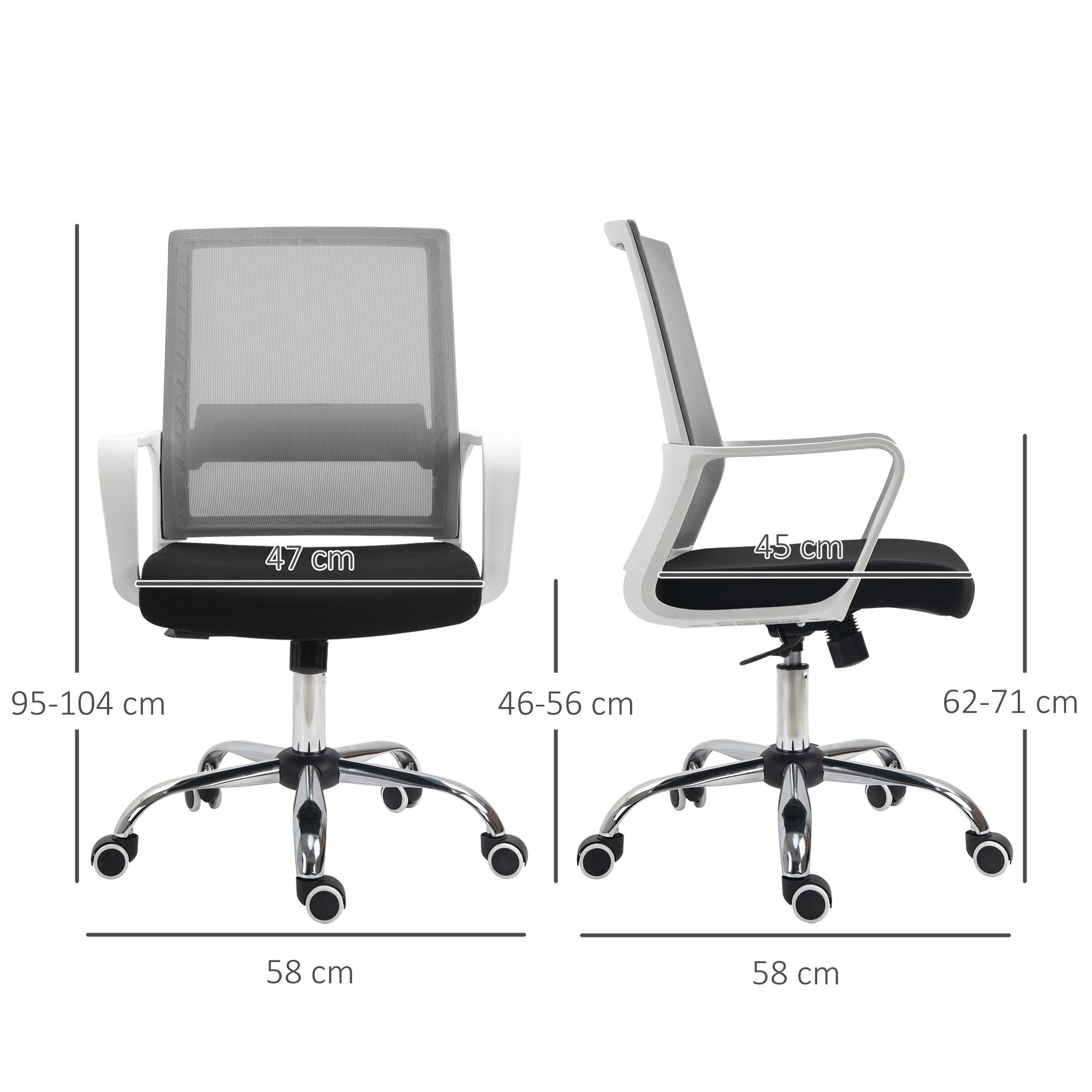 Vinsetto Ergonomic Office Chair Adjustable Height Breathable Mesh Desk Chair w/Armrest and 360Â° Swivel Castor Wheels Black