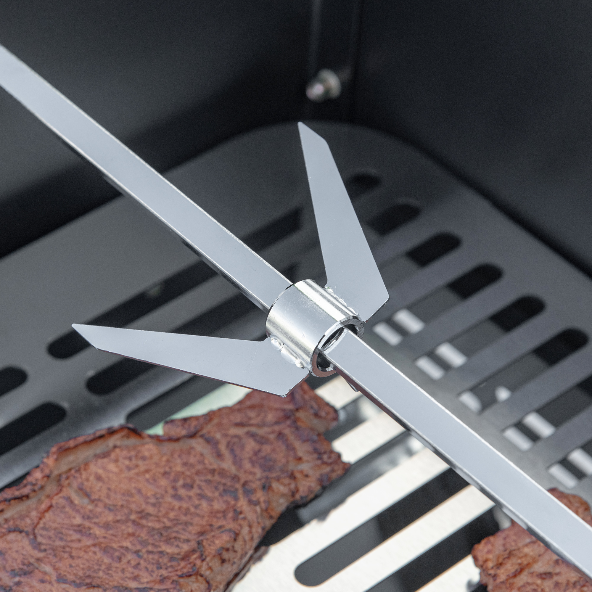 Outsunny Rotisserie Charcoal Barbecue Grill Garden 2-in-1 BBQ Roasting Machine for Chicken w/ 3-Level Grill Grate, Stainless Steel