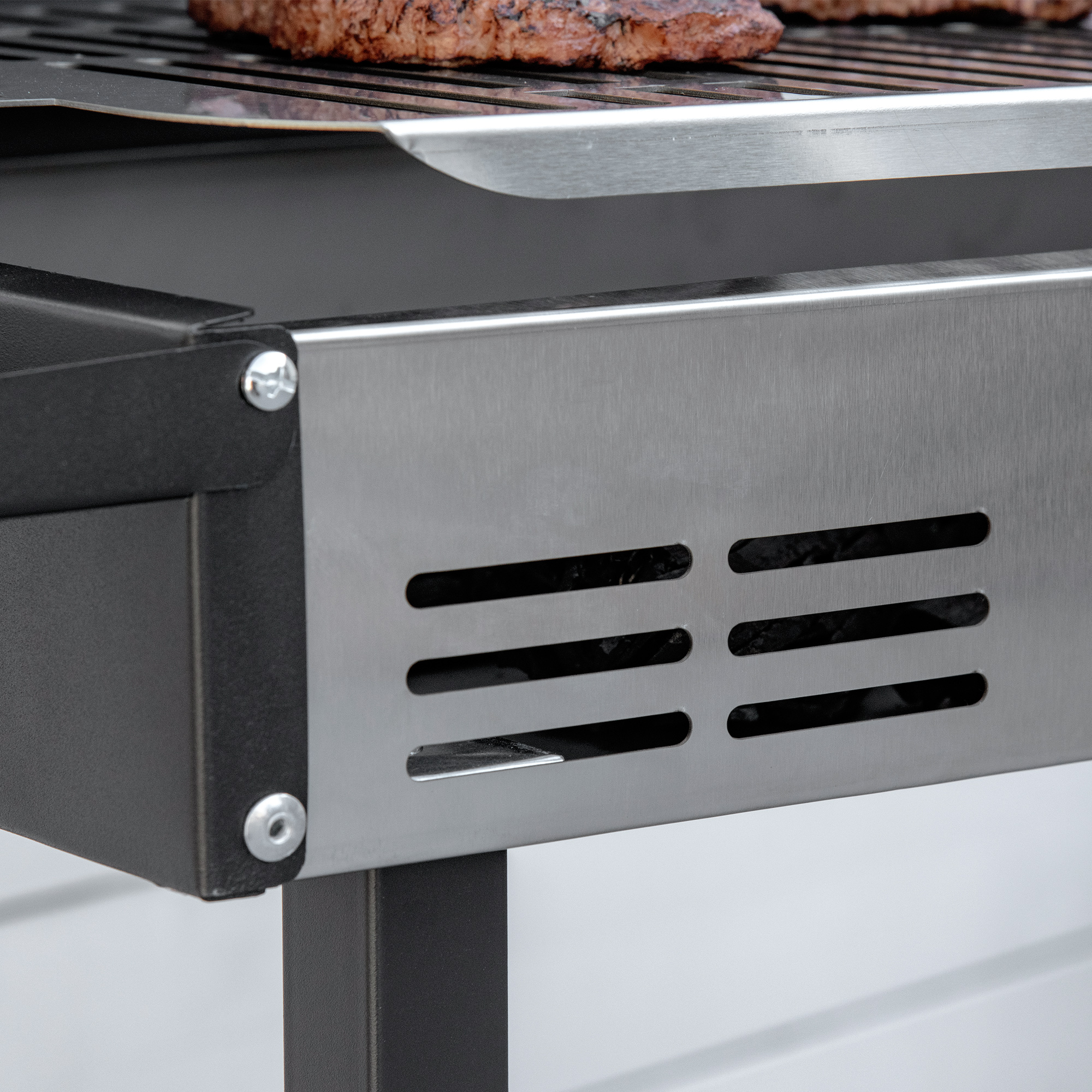 Outsunny Rotisserie Charcoal Barbecue Grill Garden 2-in-1 BBQ Roasting Machine for Chicken w/ 3-Level Grill Grate, Stainless Steel
