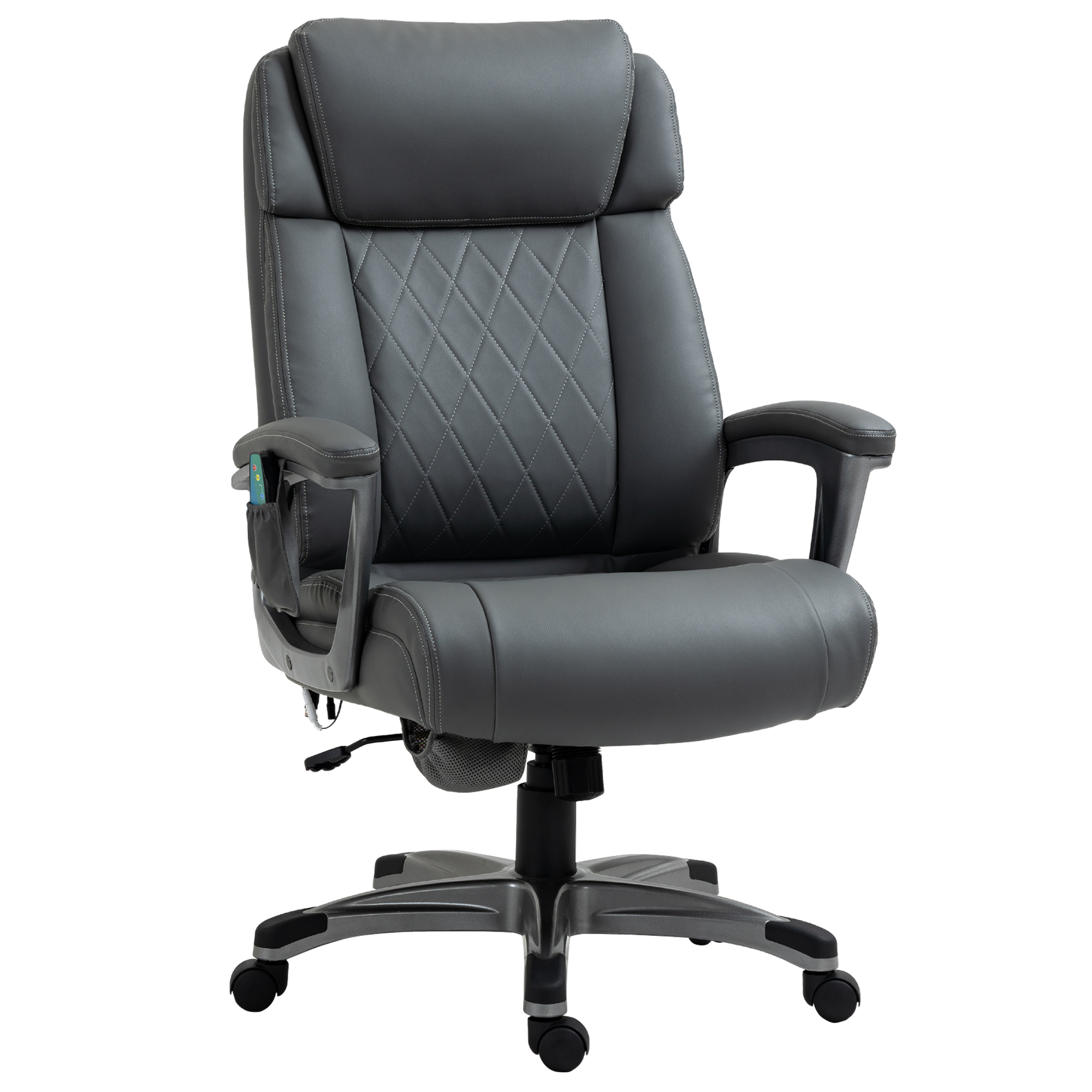 Vinsetto massage office chair 6-point swivel massage chair made of artificial leather with curved headrest and armrest white 70 w x 76.5 d x 114-124 h cm