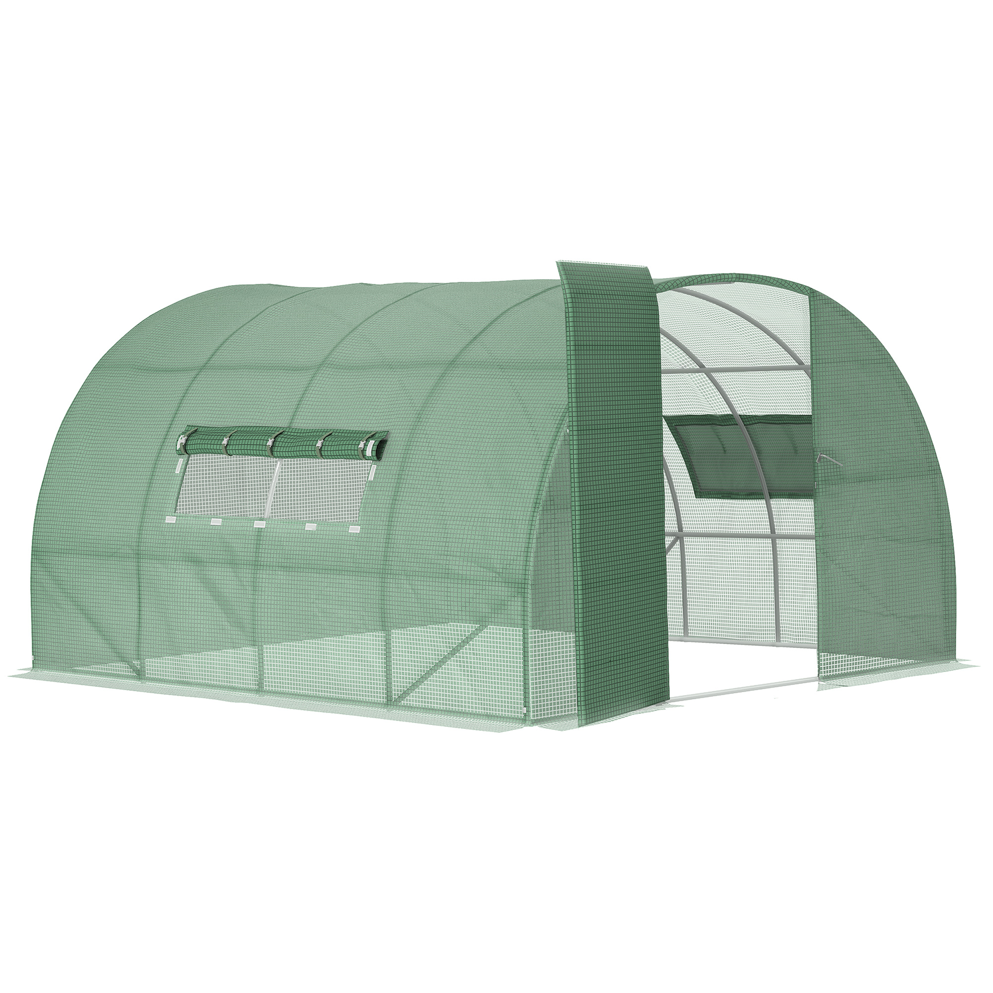 Outsunny tunnelserre tomatenkas kweekkas tunnelkas koude kas met raam groen 350 x 200 x 200 cm