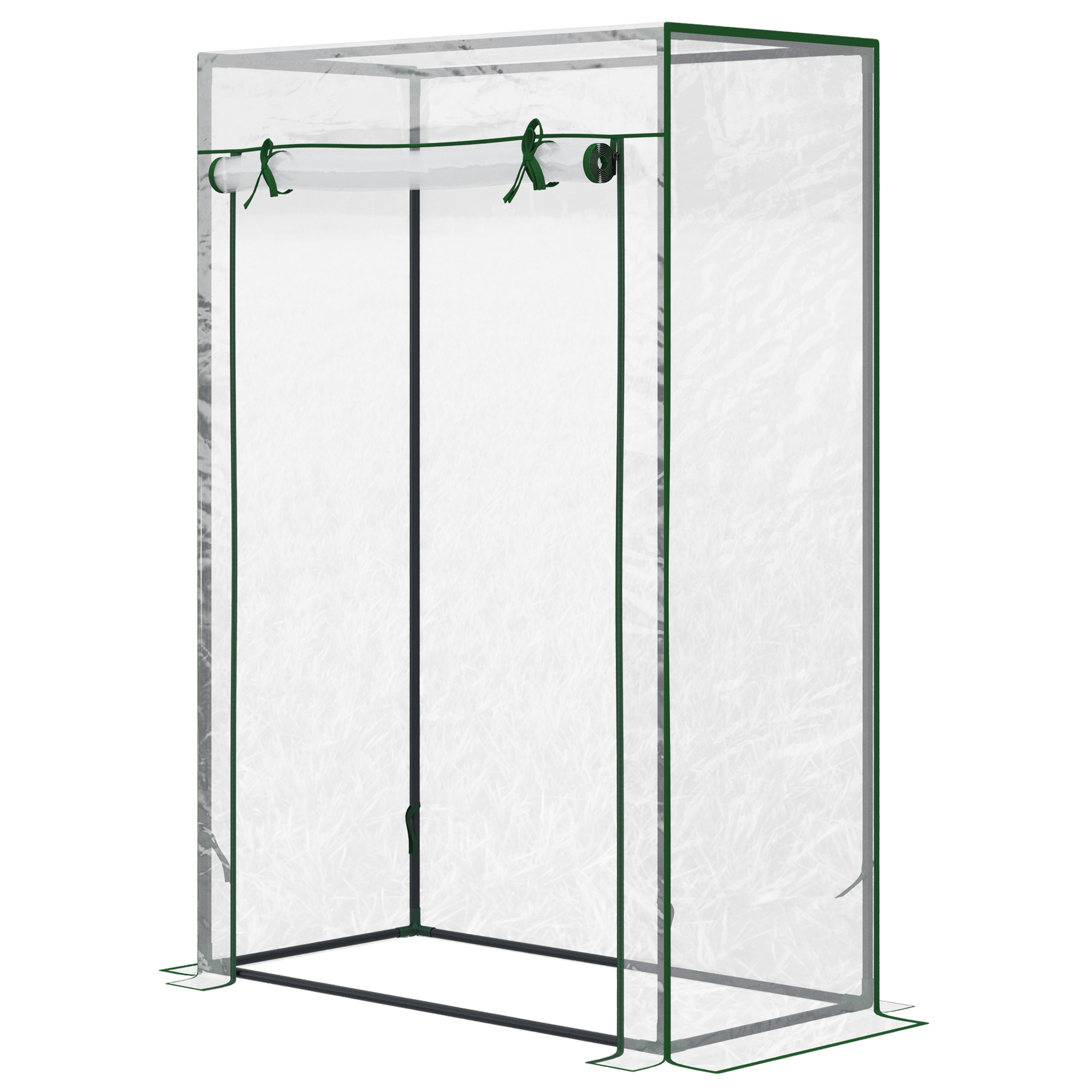 Outsunny tomatenkas, Massief verzinkt stalen frame met deur, UV-bestendig PE, eenvoudig op te rollen, 100 x 50 x 149 cm, transparant | Aosom.nl afbeelding