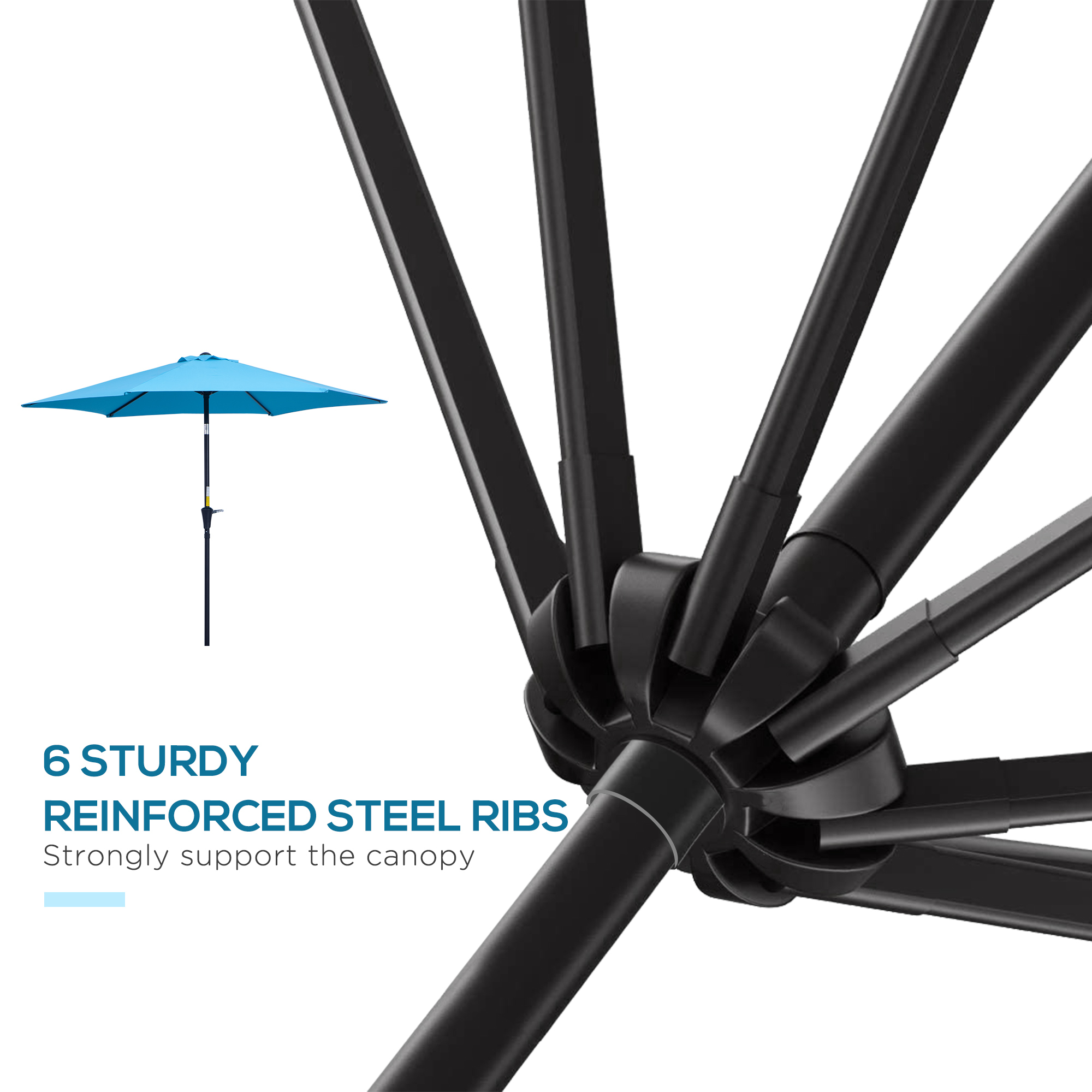 Outsunny 2.7M Patio Tilt Umbrella Sun Parasol Outdoor Garden Sun Shade Aluminium Frame with Crankï¼ˆBlueï¼‰