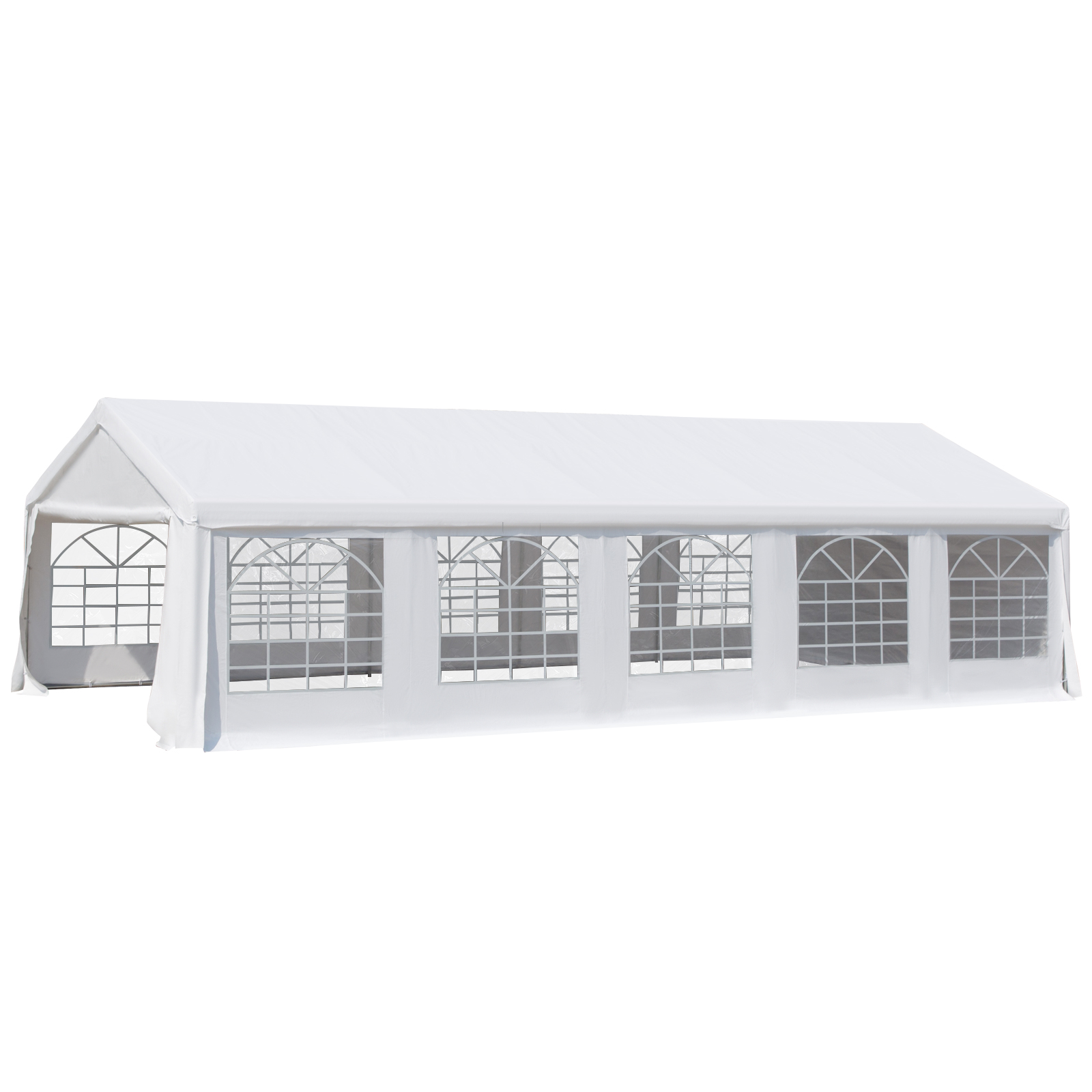 Outsunny Gazebo da Giardino 9.75x4.85m Pieghevole in Acciaio e Poliestere, Tenda per Feste con Pareti Rimovibili e Finestre in PVC, Bianco