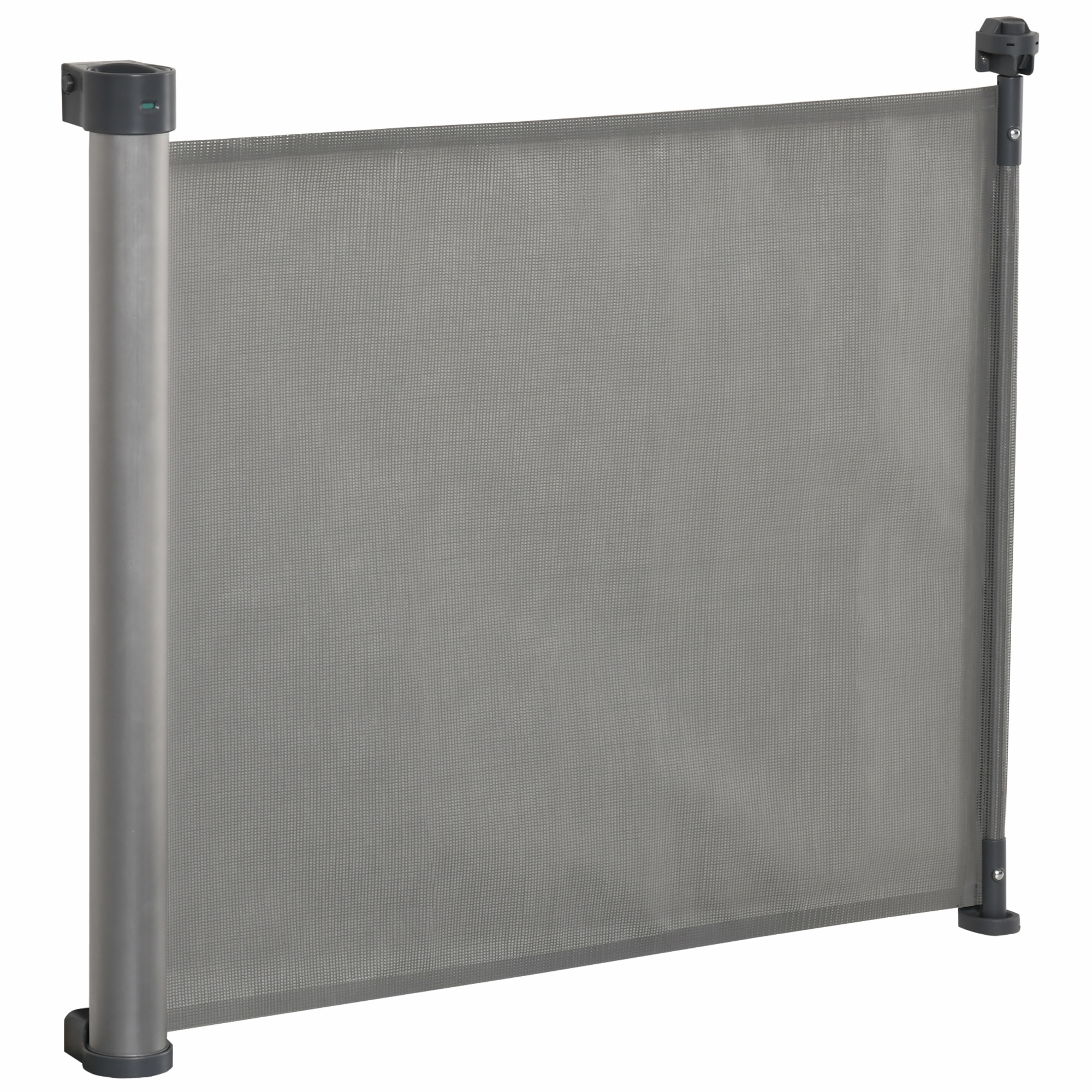 PawHut Cancelletto di Sicurezza per Cani Estensibile fino 140cm, Barriera Avvolgibile per Porte, Scale, Corridoi, Grigio
