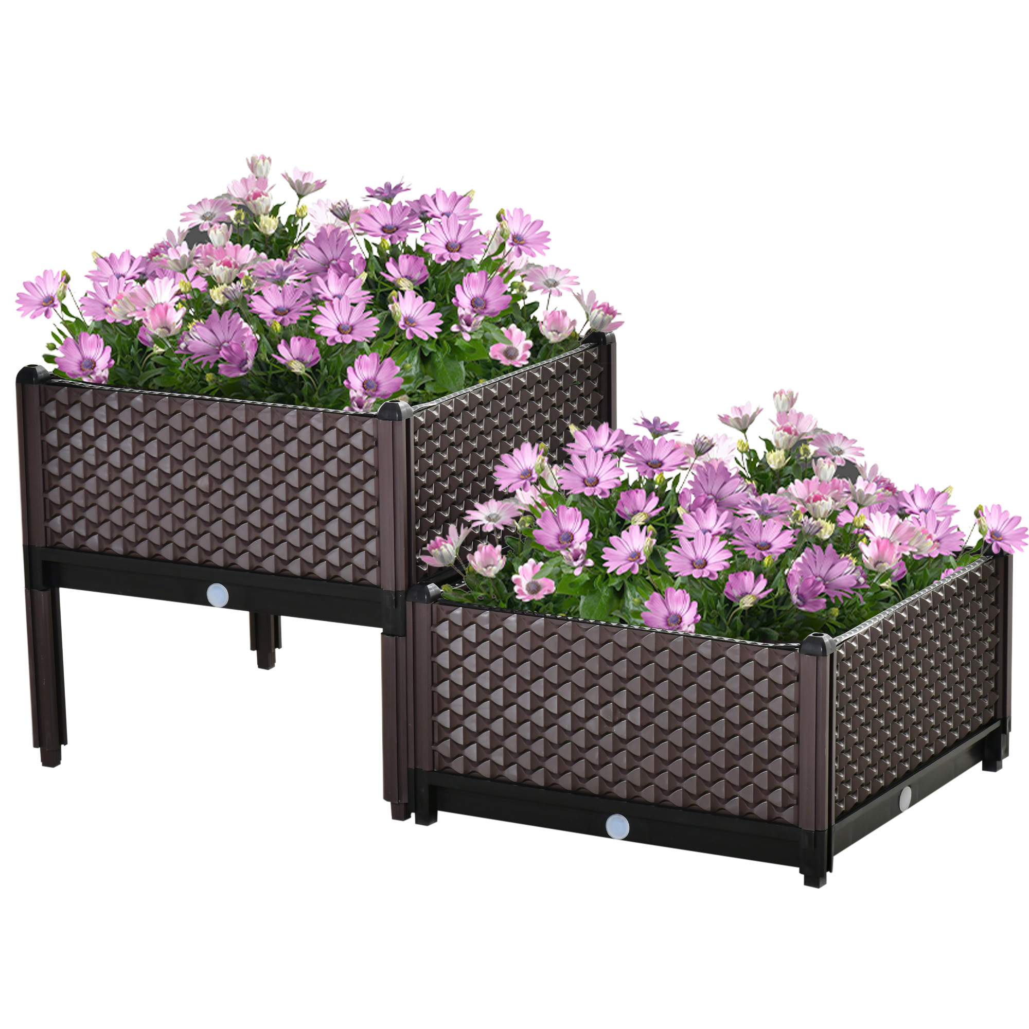 2-Pack Round Raised Garden Beds - 2ft Diameter X 1ft Height Outdoor Planter For Vegetables & Flowers