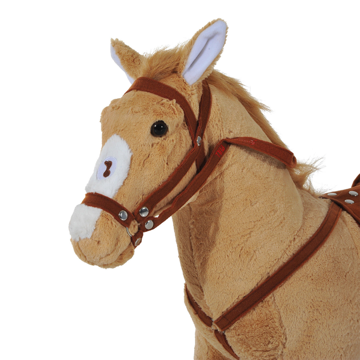 HOMCOM Rocking Pony, Children's Plush Toy with Sound, Soft and Safe, Beige