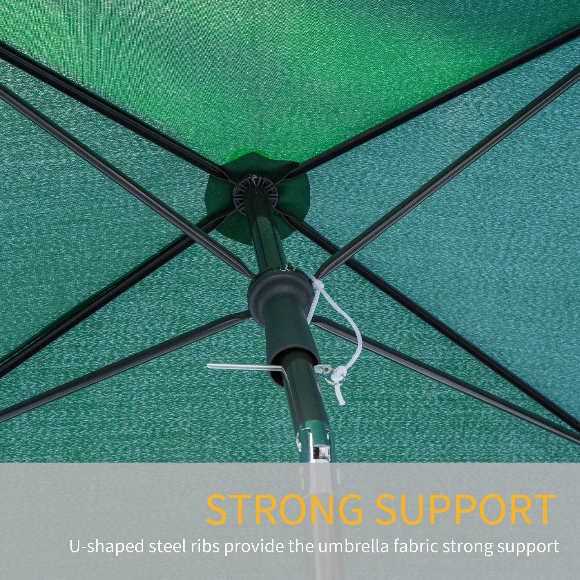 Outsunny Aluminium Sun Parasol, Rectangular Patio Garden Umbrella with Tilt, 2M x 1.25M, Green