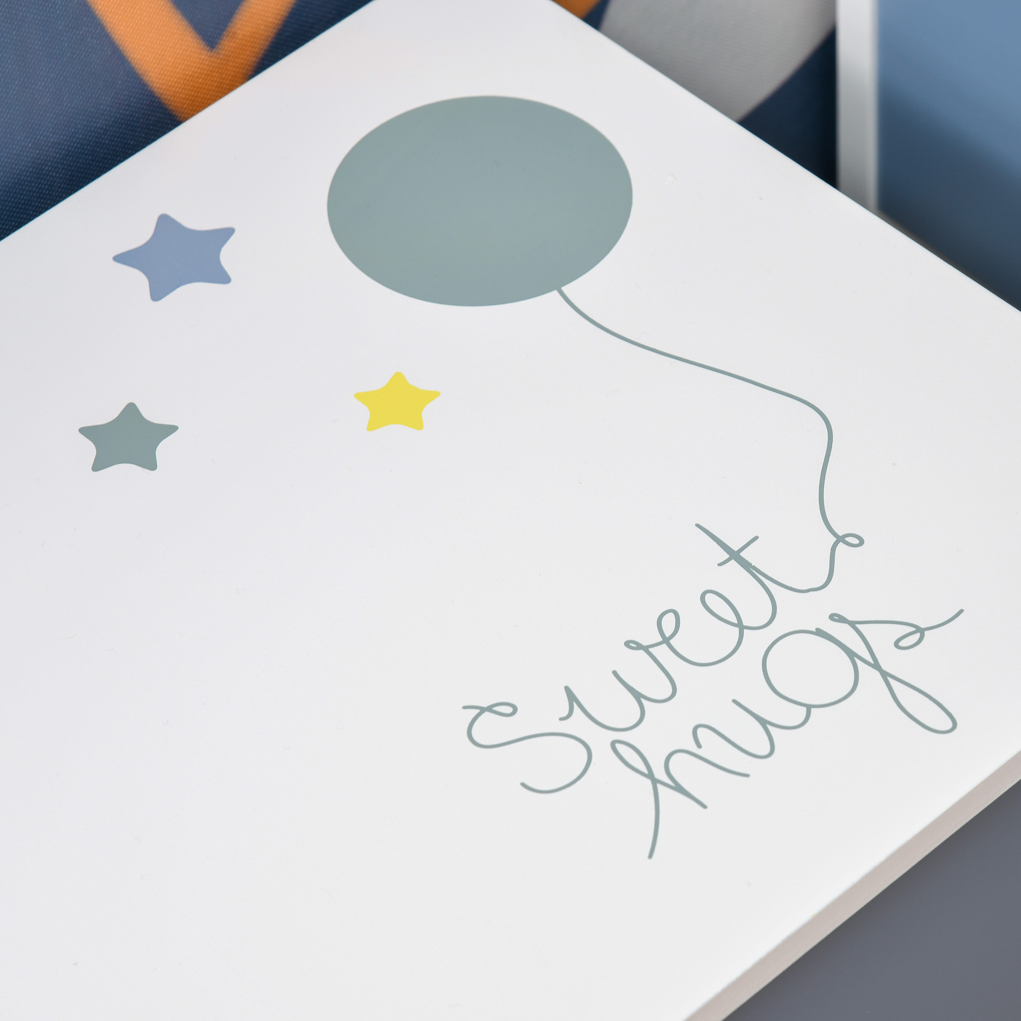 HOMCOM Children's Toy Storage Box, Wooden Chest with Safety Hinge and Air Vents, Side Handles, Blue