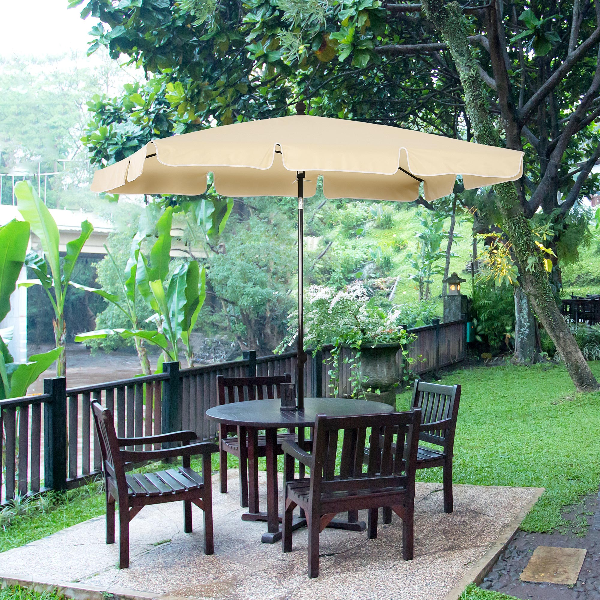 Outsunny Aluminium Sun Parasol, Rectangular Patio Garden Umbrella with Tilt, 2M x 1.25M, Beige