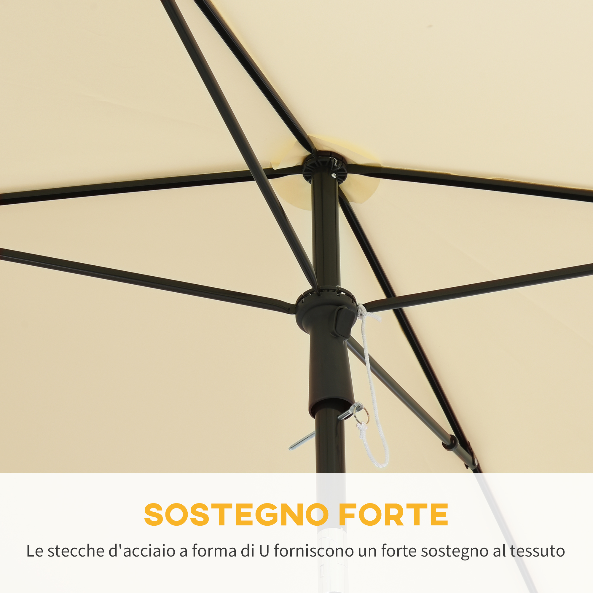Outsunny Aluminium Sun Parasol, Rectangular Patio Garden Umbrella with Tilt, 2M x 1.25M, Beige