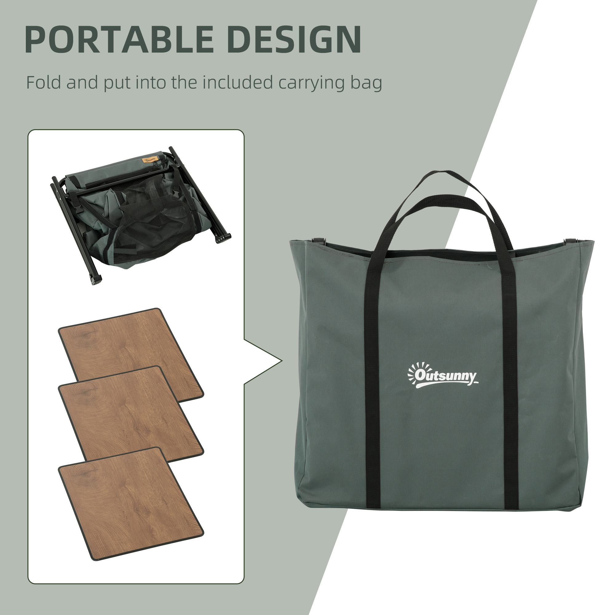 Outsunny Camping Kitchen Cupboard, Aluminium, Foldable with Storage Shelves, Carry Bag, for BBQ, Picnic, Backyard