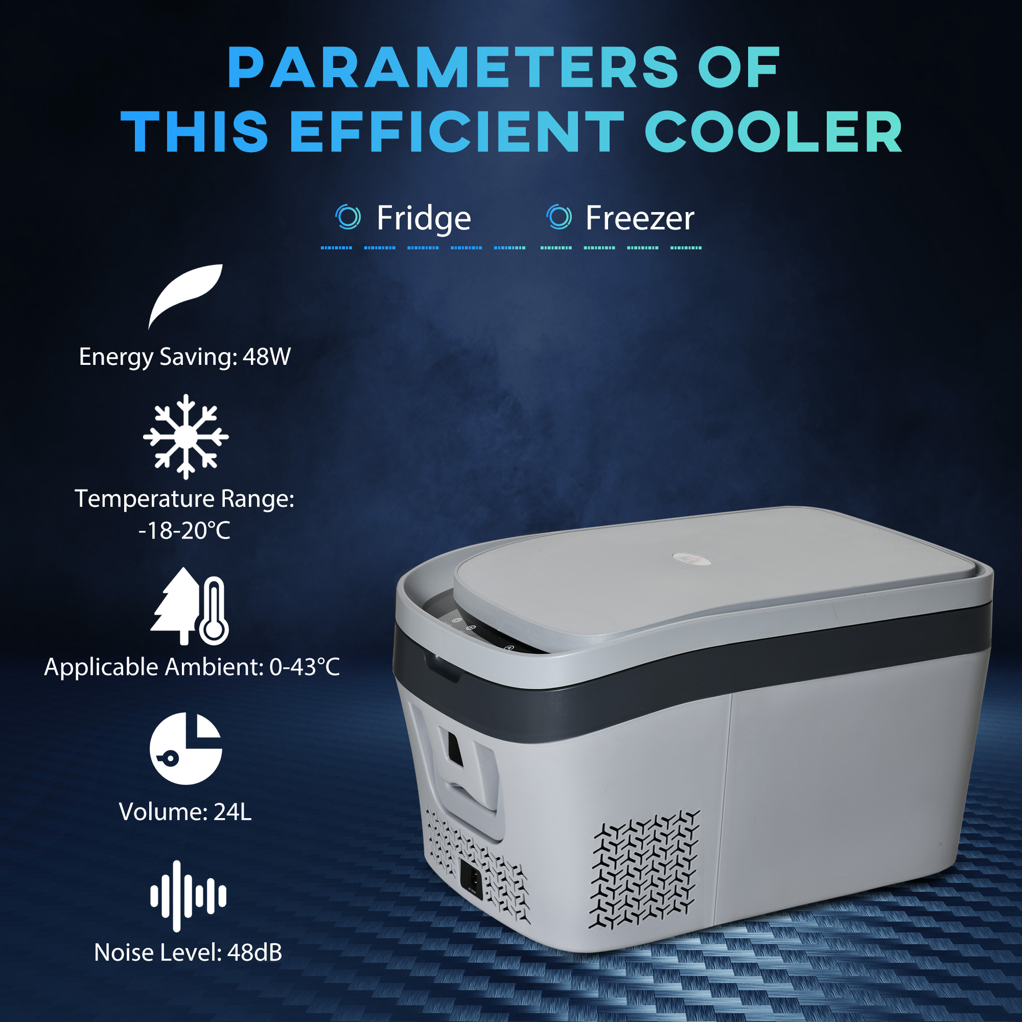HOMCOM 12 Volt Car Refrigerator, 24L Portable Compressor Cooler, Fridge Freezer for Car, RV, Camping and Home Use, -18-20Â°C