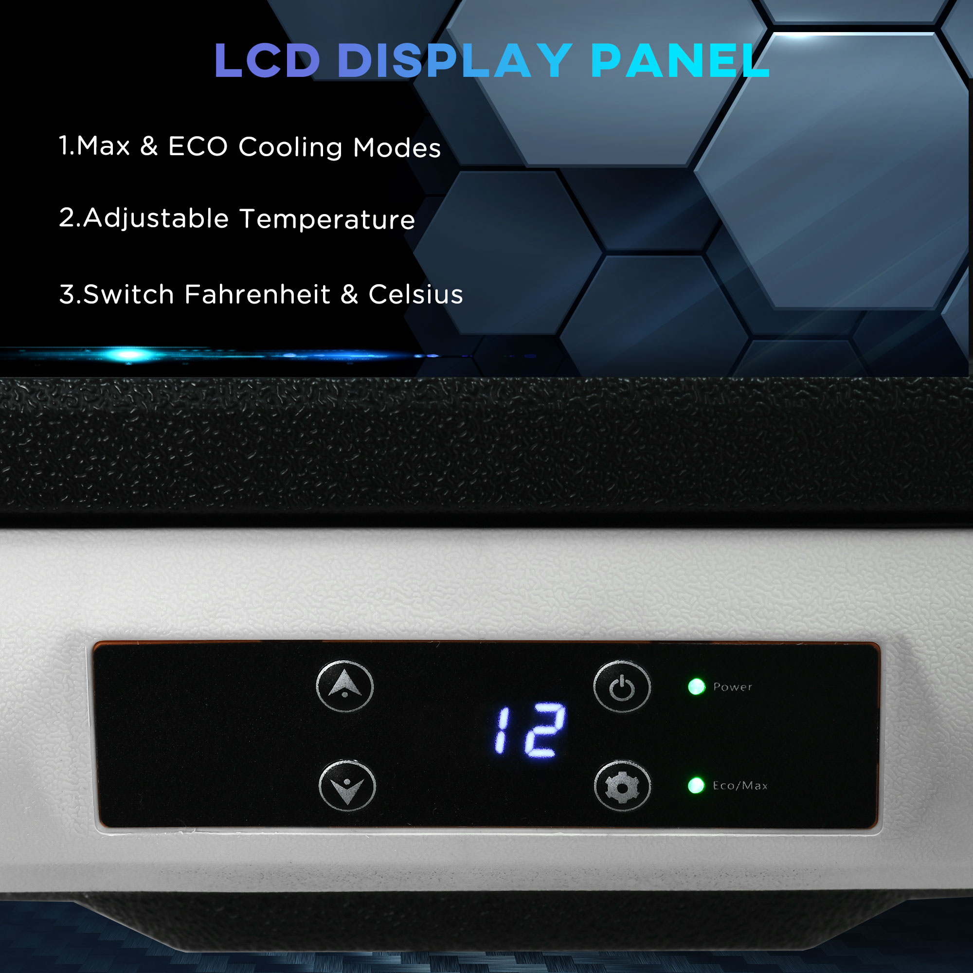 Outsunny 50L Car Refrigerator, Portable Compressor Car Fridge Freezer, Electric Cooler Box with 12/24V DC and 110-240V AC for Camping Down to -20â„ƒ