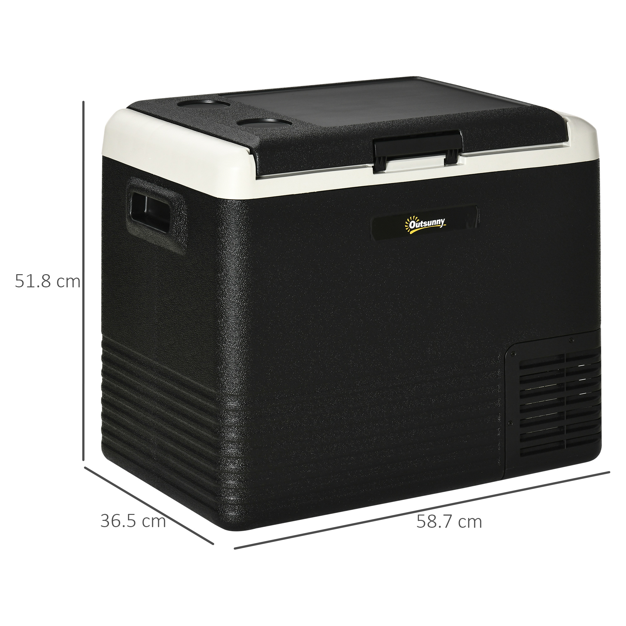 Outsunny 50L Car Refrigerator, Portable Compressor Car Fridge Freezer, Electric Cooler Box with 12/24V DC and 110-240V AC for Camping Down to -20â„ƒ