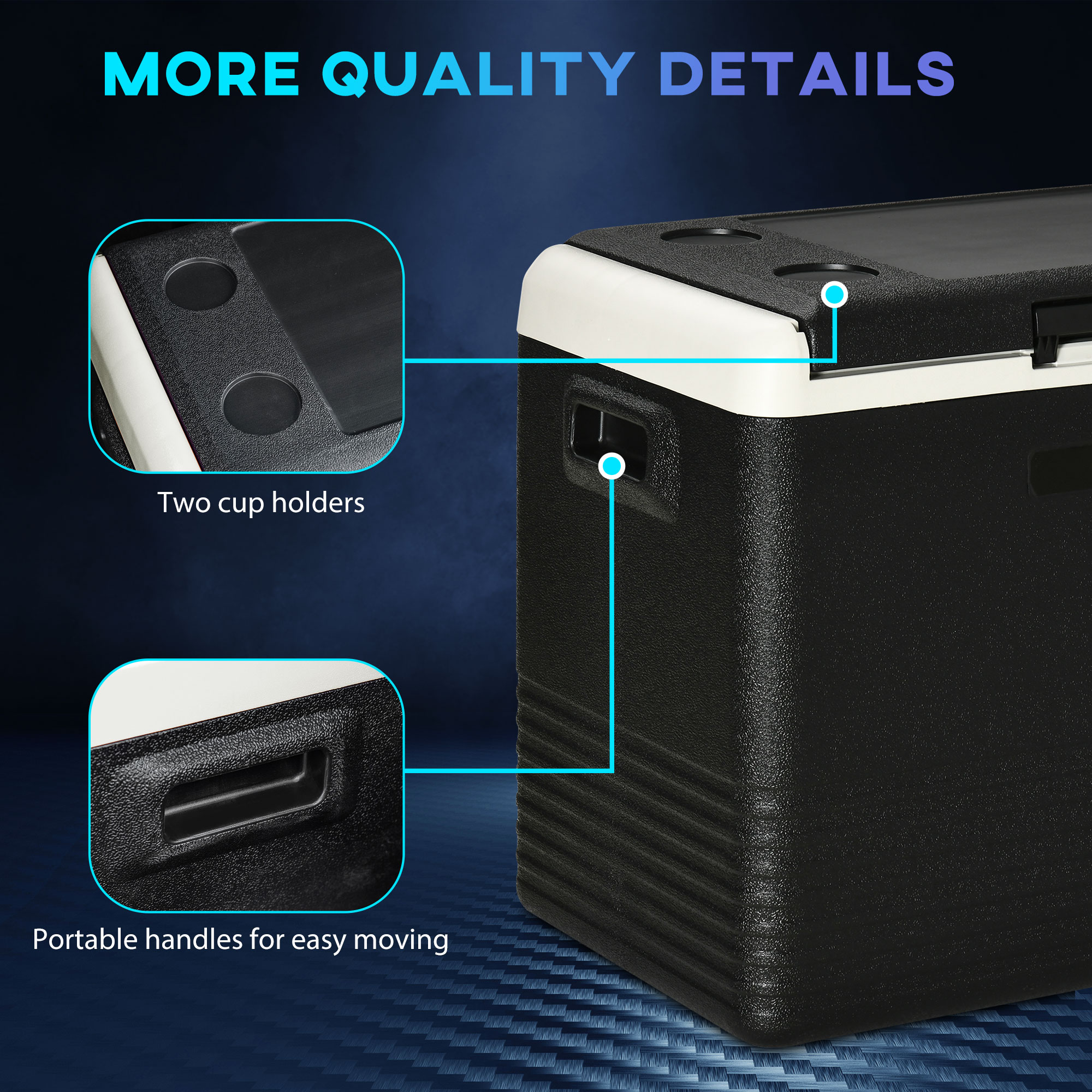 Outsunny 50L Car Refrigerator, Portable Compressor Car Fridge Freezer, Electric Cooler Box with 12/24V DC and 110-240V AC for Camping Down to -20â„ƒ