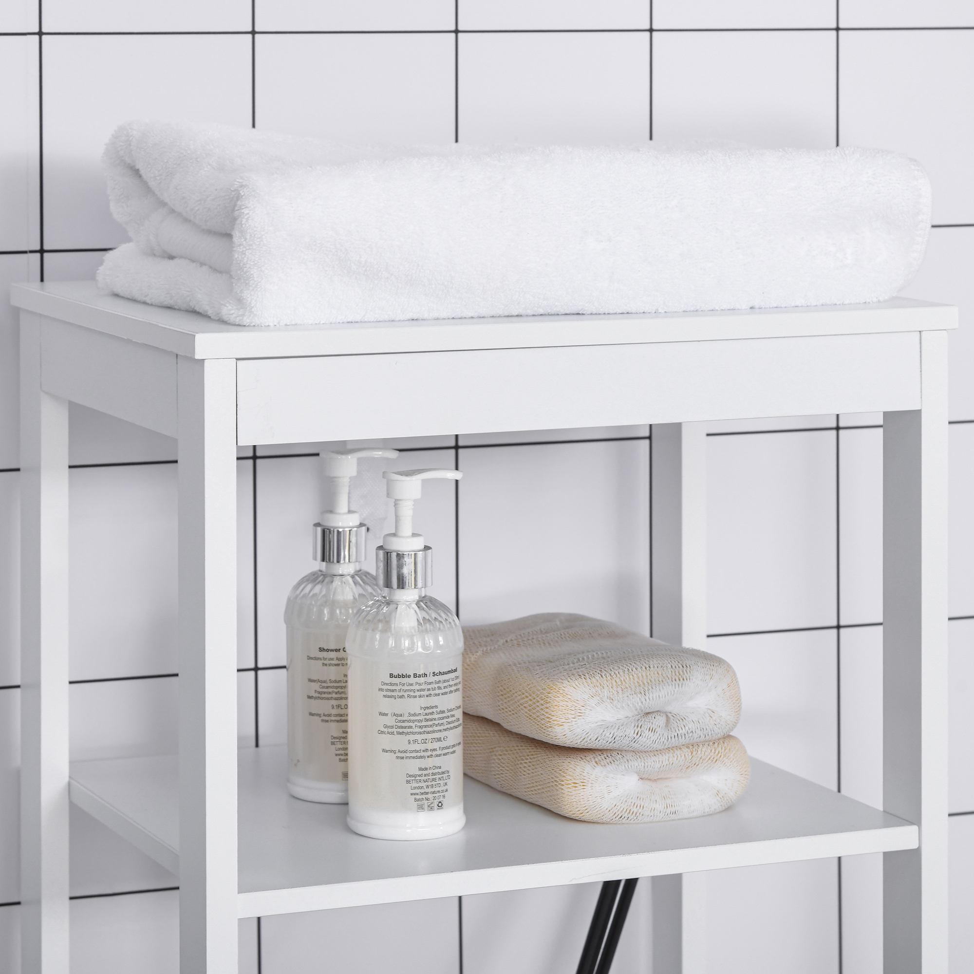 Kleankin Tallboy Bathroom Storage Cabinet, Slimline Free Standing Unit, Multi-Purpose for Bathroom Living Room Kitchen, White