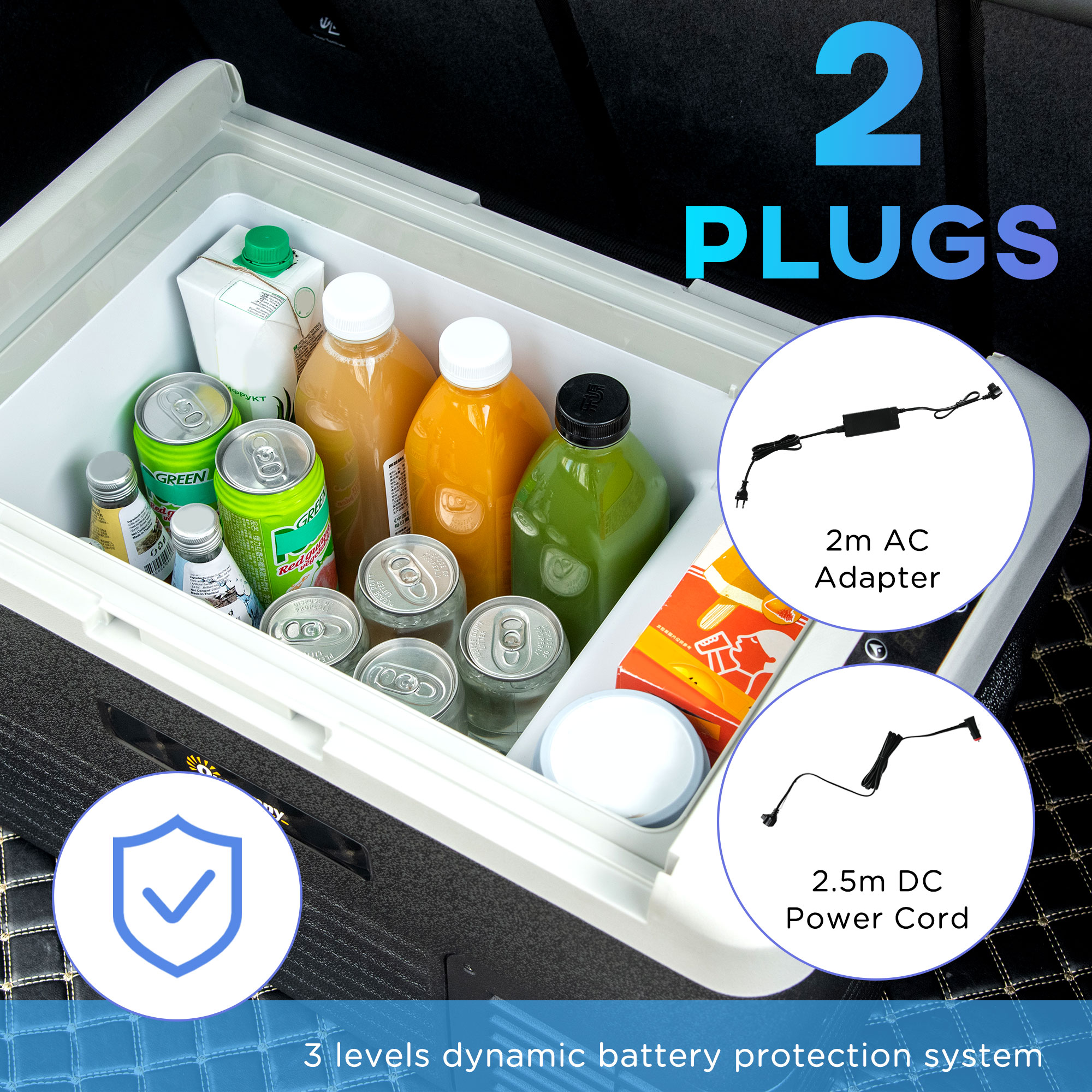 Outsunny 30L Car Refrigerator, Portable Compressor Car Fridge Freezer, Electric Cooler Box with 12/24V DC and 110-240V AC for Picnic, Down to -20â„ƒ