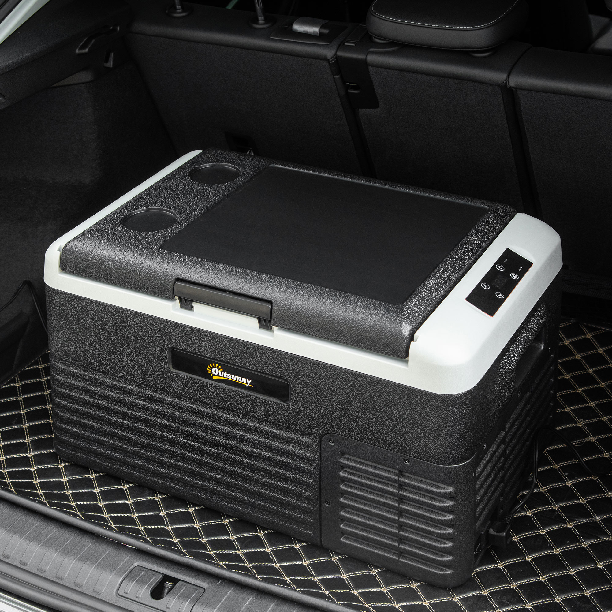 Outsunny 30L Car Refrigerator, Portable Compressor Car Fridge Freezer, Electric Cooler Box with 12/24V DC and 110-240V AC for Picnic, Down to -20â„ƒ