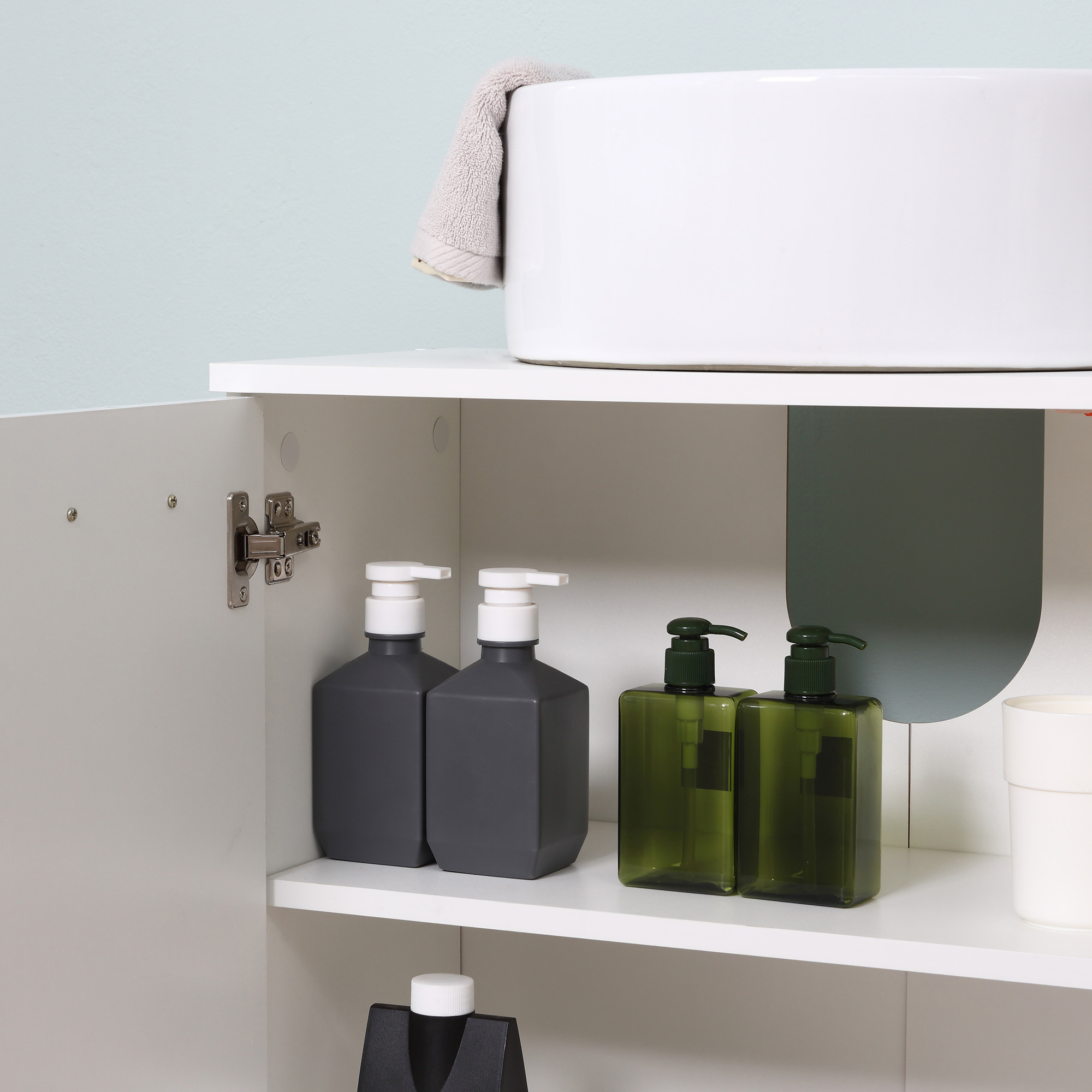 kleankin Pedestal Under Sink Cabinet, Bathroom Vanity Storage Cupboard with Adjustable Shelf, White