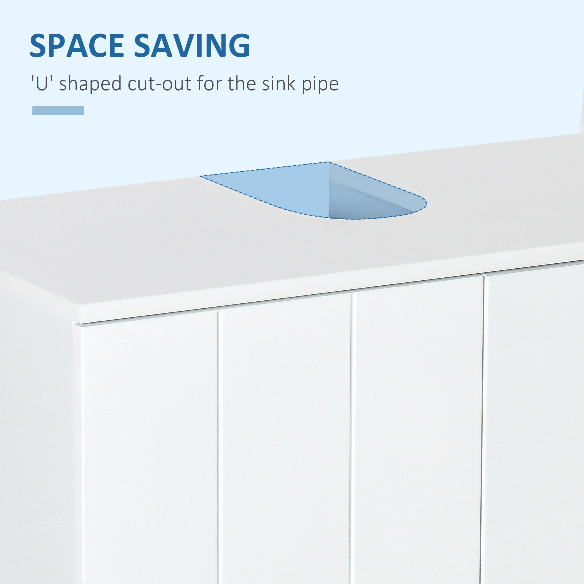 Kleankin Modern Bathroom Vanity Unit, Pedestal Under Sink Cabinet, Storage Cupboard with Double Doors, Adjustable Shelf, White.