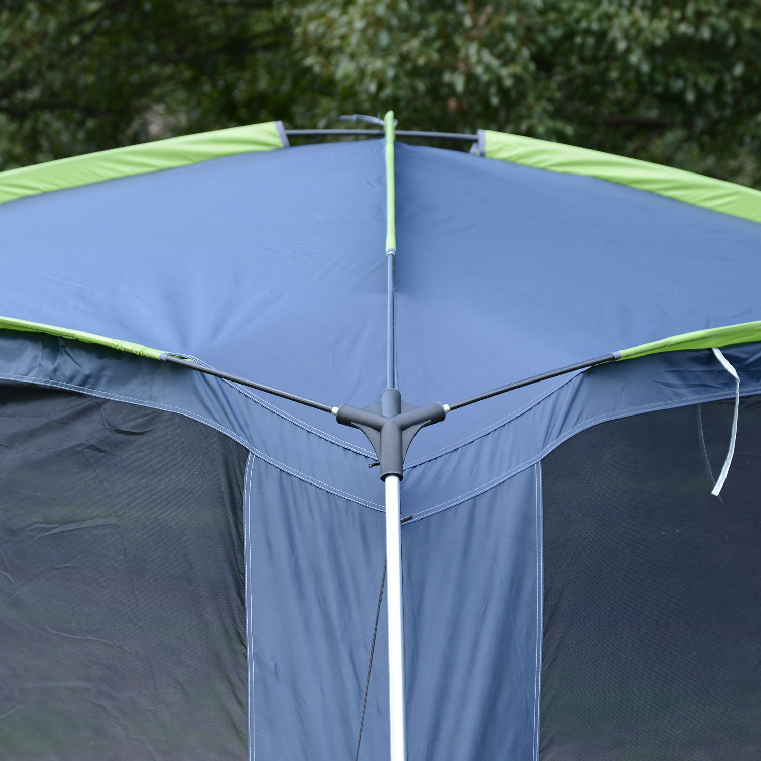 Outsunny Portable Camping Tent, 5-8 Person Dome Tent, Outdoor Screen House, Sun Shelter, 360Â°x355x215cm, Dark Blue/Green