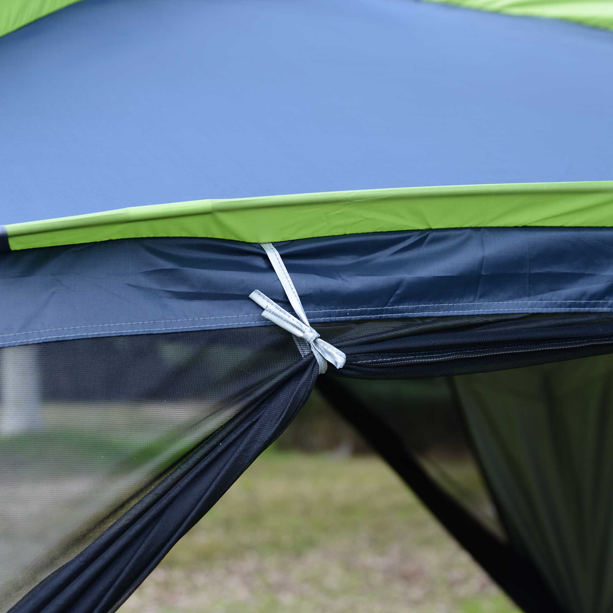 Outsunny Portable Camping Tent, 5-8 Person Dome Tent, Outdoor Screen House, Sun Shelter, 360Â°x355x215cm, Dark Blue/Green