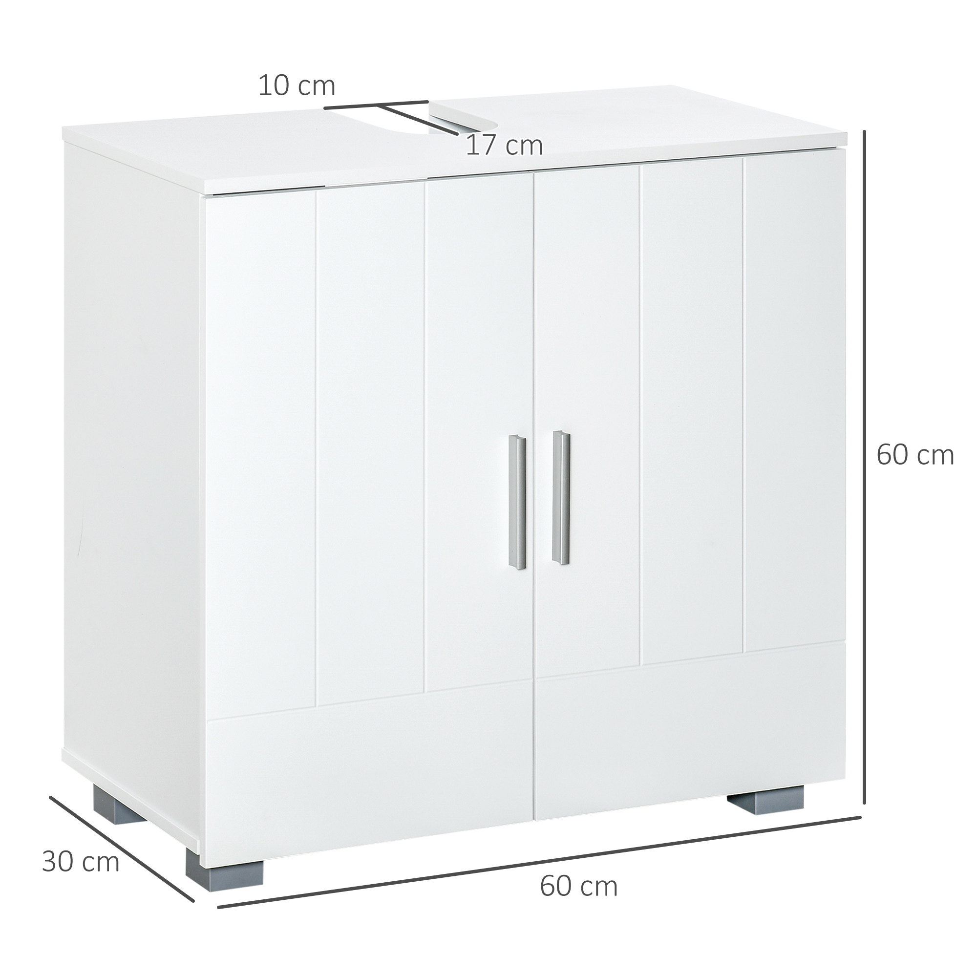 Kleankin Modern Bathroom Vanity Unit, Pedestal Under Sink Cabinet, Storage Cupboard with Double Doors, Adjustable Shelf, White.
