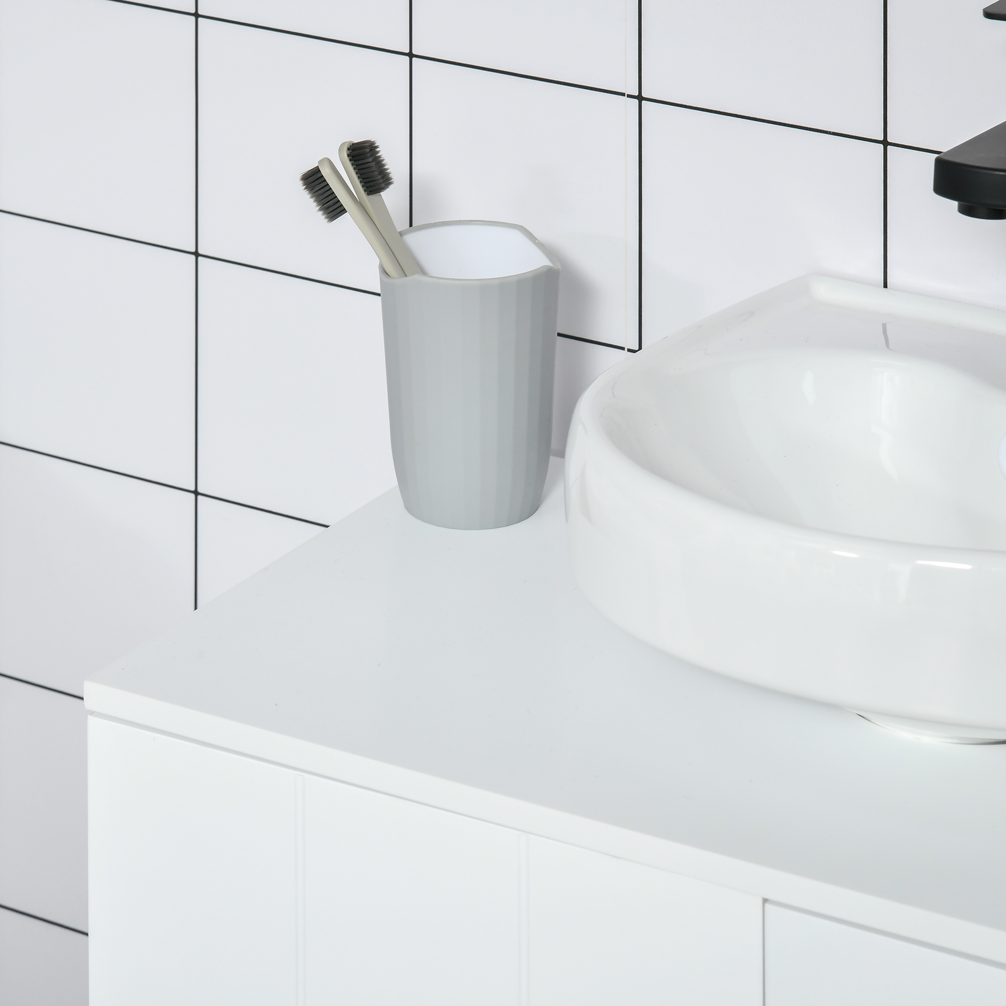 Kleankin Modern Bathroom Vanity Unit, Pedestal Under Sink Cabinet, Storage Cupboard with Double Doors, Adjustable Shelf, White.