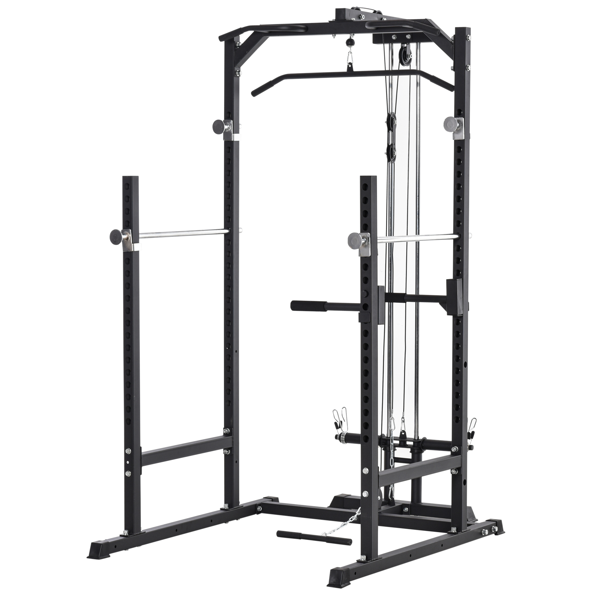 HOMCOM Stazione Fitness Multifunzione Power Tower per Allenamento a Casa e in Ufficio, 155x118x220cm, Nero
