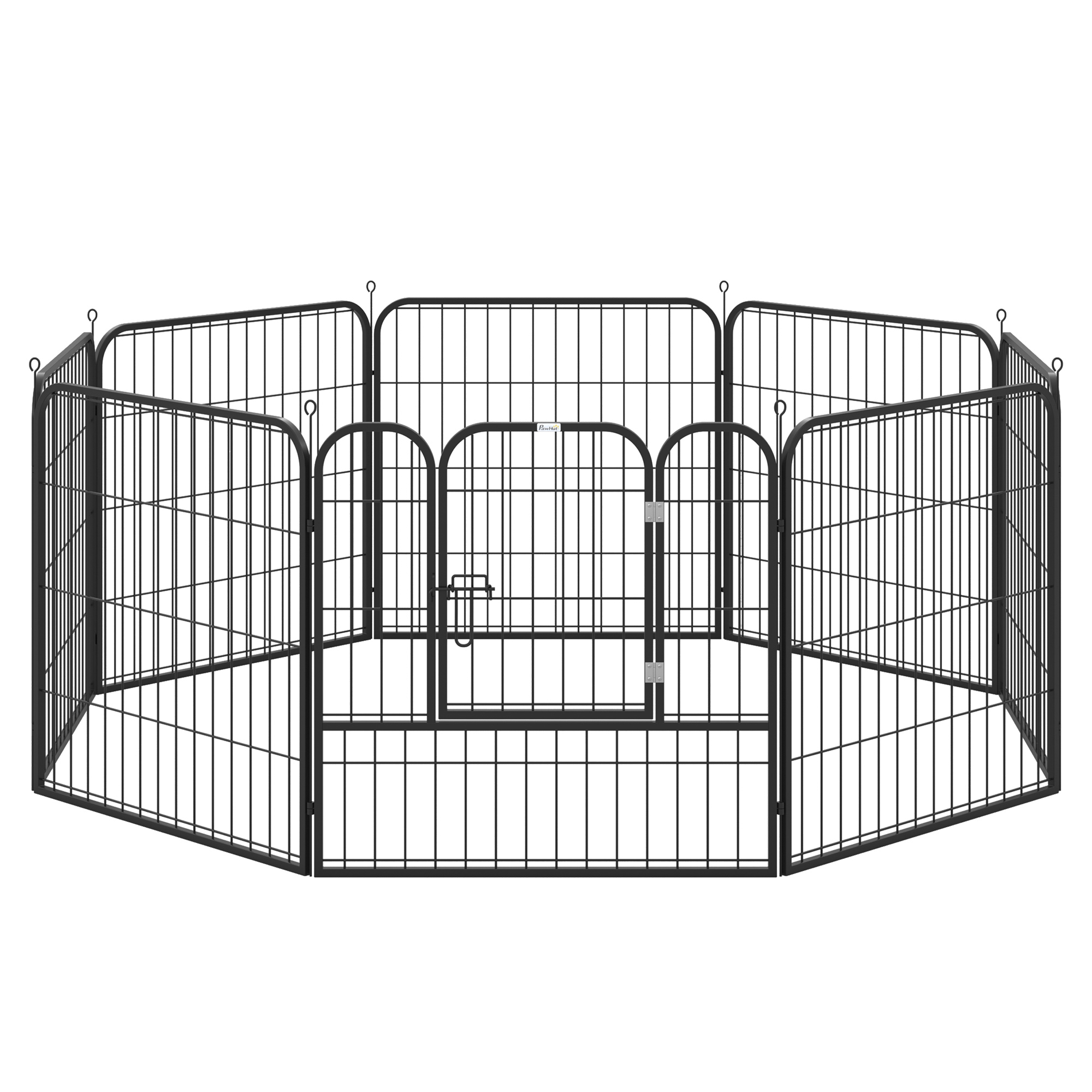 PawHut Recinto per Cani e per Cuccioli, Recinto Modulare per Cani da Interno ed Esterno in Metallo e Acciaio 8 Pannelli 79x79cm