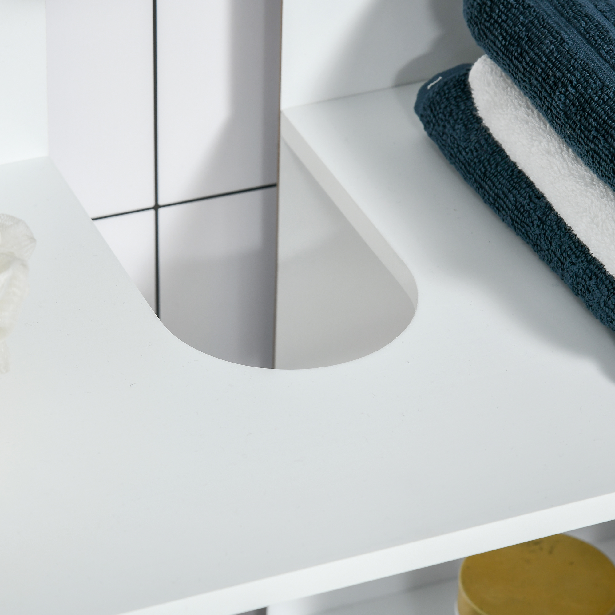 Kleankin Modern Bathroom Vanity Unit, Pedestal Under Sink Cabinet, Storage Cupboard with Double Doors, Adjustable Shelf, White.