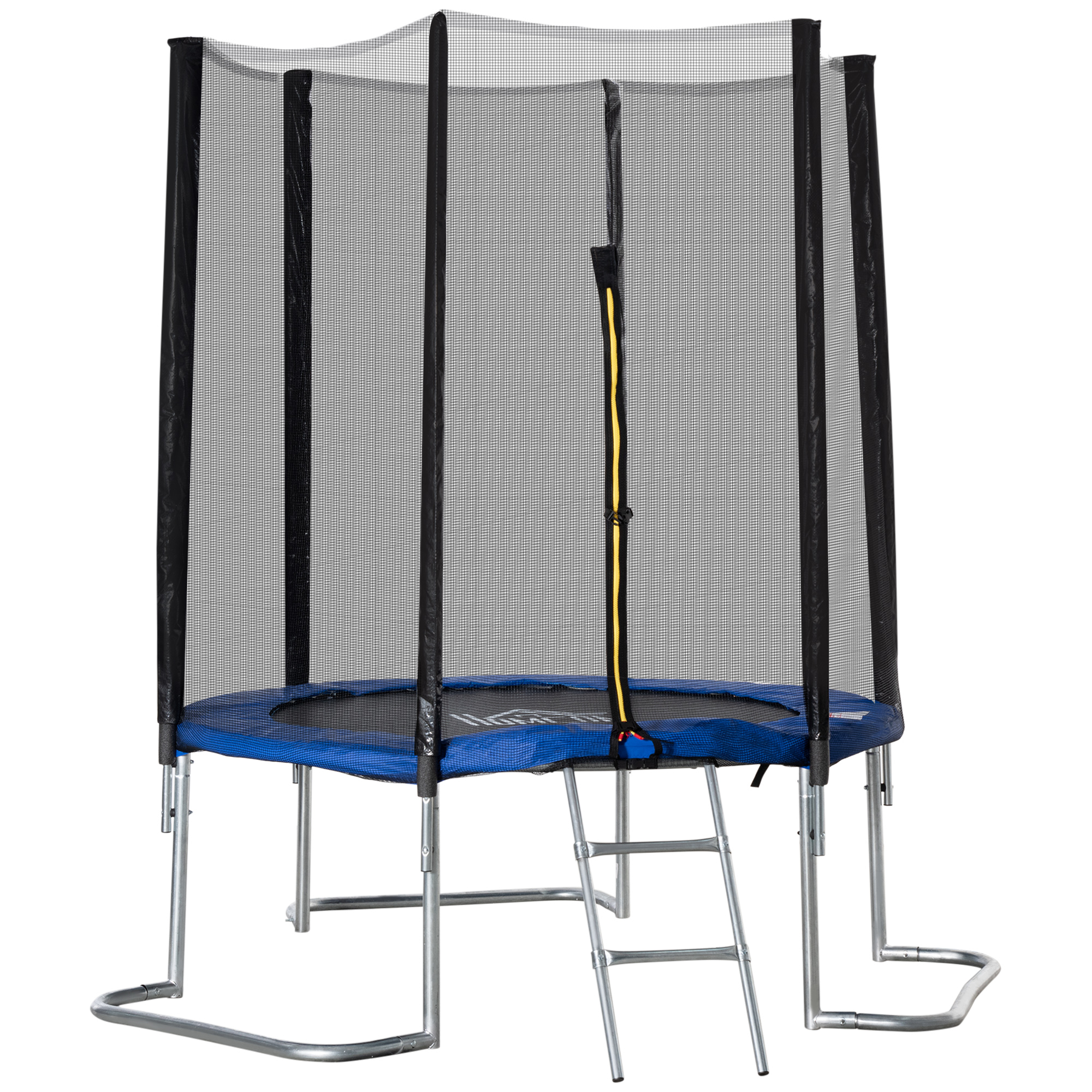 HOMCOM Cama Elástica de Jardín Ø223 cm Trampolín para Niños Adultos con Superficie de Salto Ø137 cm Red de Seguridad Cubierta de Bordes Azul