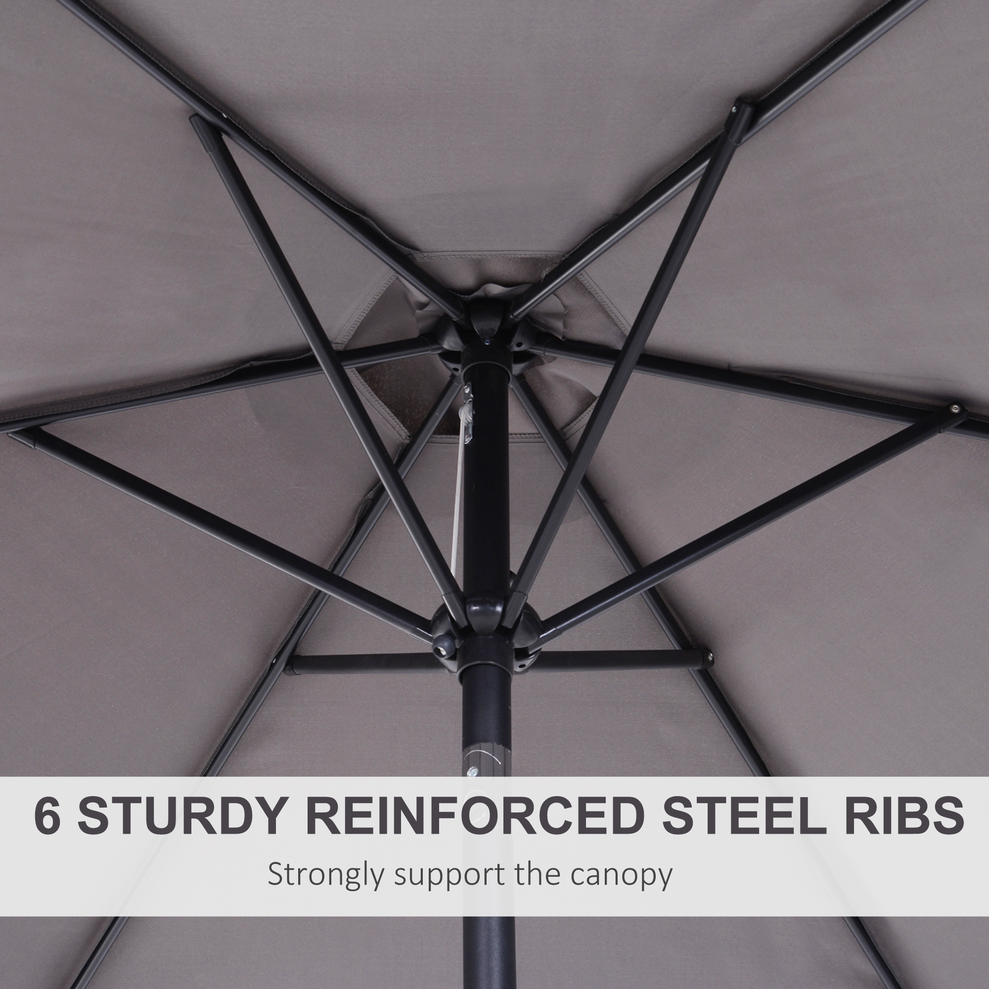 Outsunny Patio Umbrella, 2.7m, Lightweight Aluminium Frame, UV Protection, Grey