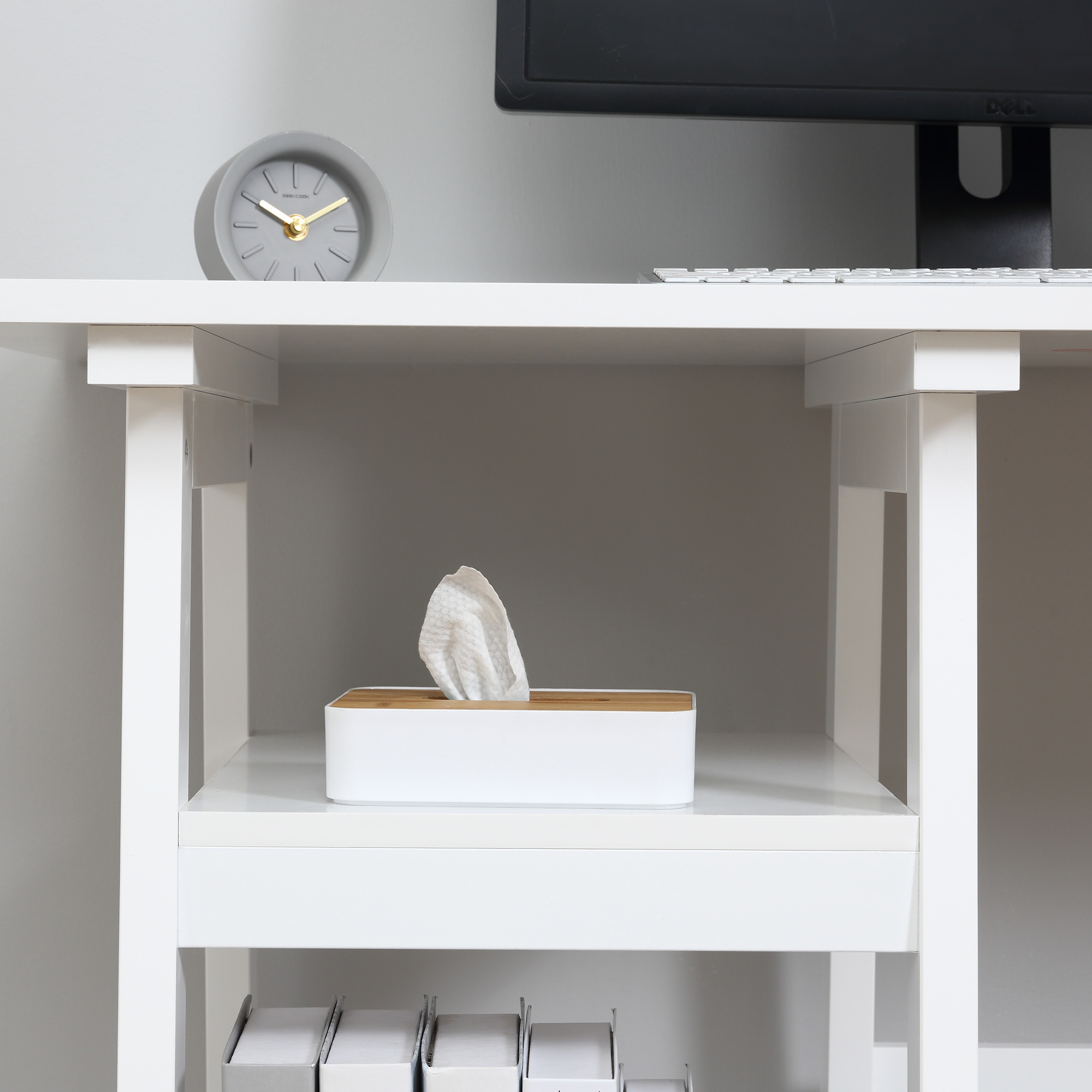 HOMCOM Study Table with Bookshelf, Compact Computer Desk with Storage Shelves, PC Workstation for Home Office, White.
