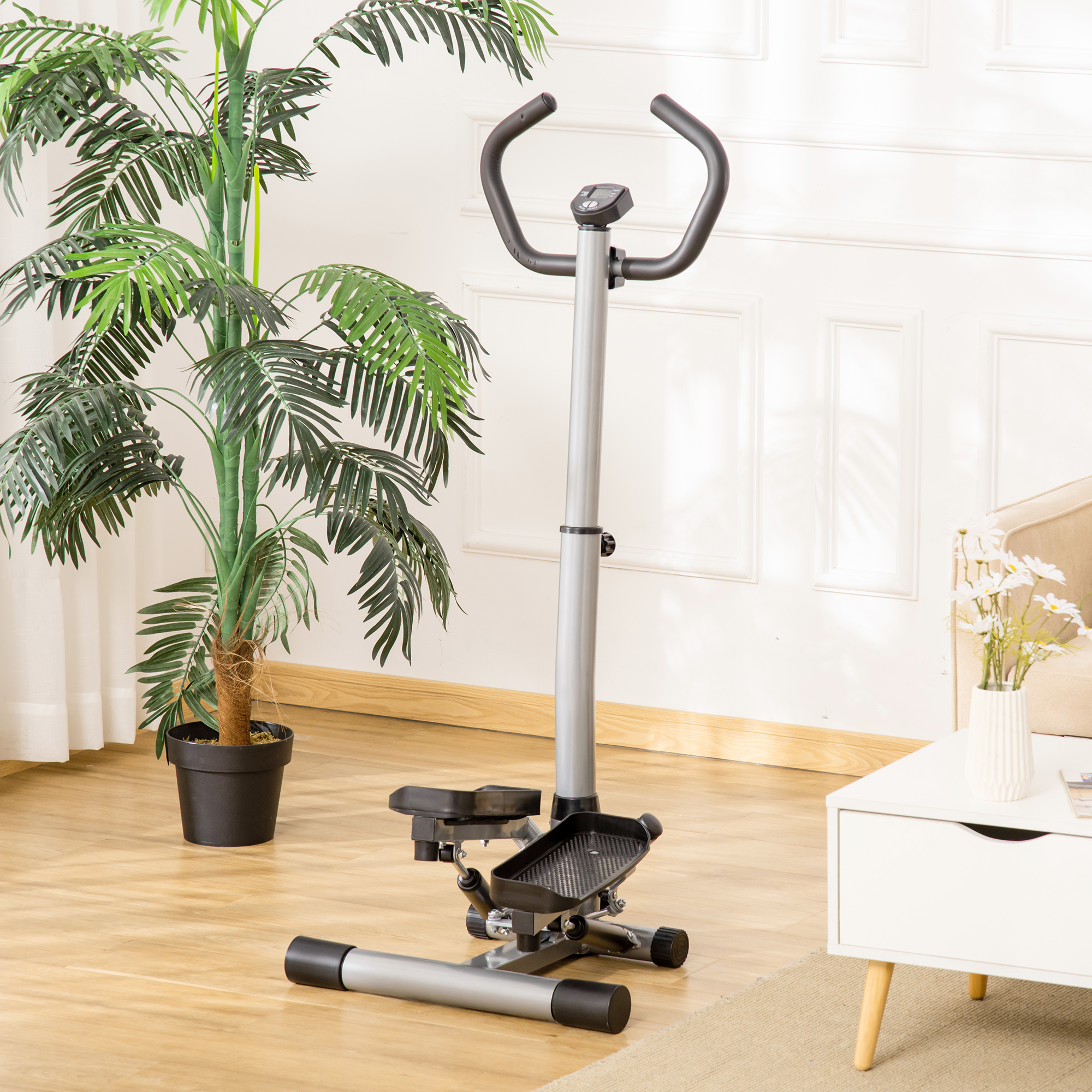 Stepper avec guidons - HOMCOM - appareil fitness avec écran LCD multifonction - 54 x 40 x 135 cm
