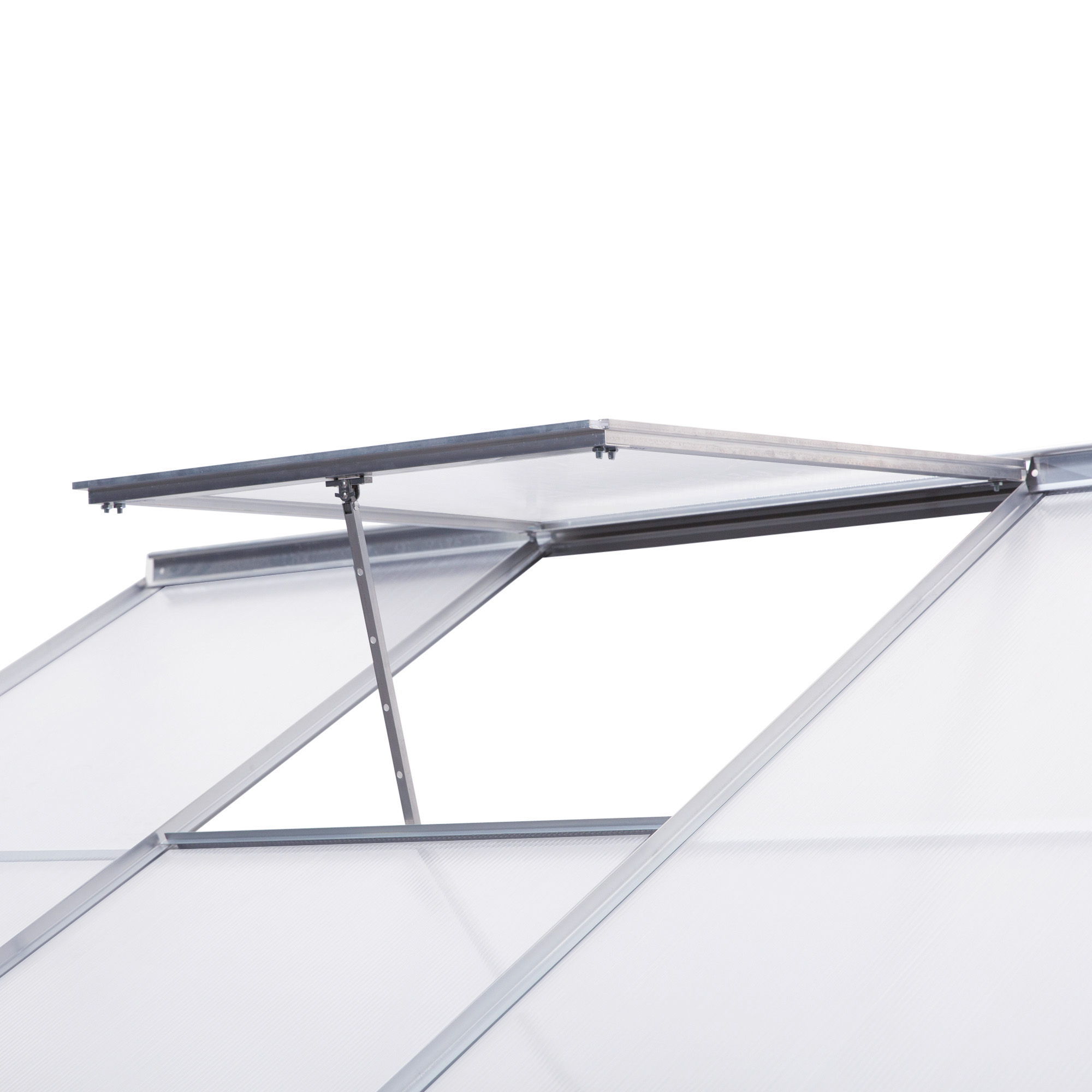 Outsunny Walk-In Greenhouse Lean to Wall Greenhouse Garden Heavy Duty Aluminium Polycarbonate with Roof Vent for Plants, 192 x 127 x 220 cm