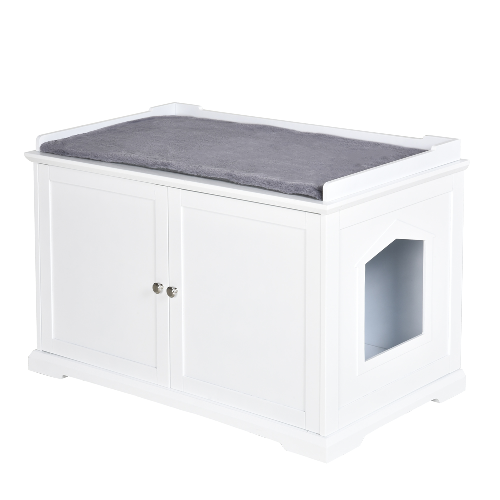 PawHut 95.3 x 54 x 63 cm Wooden Covered Mess Free Cat Litter Box End