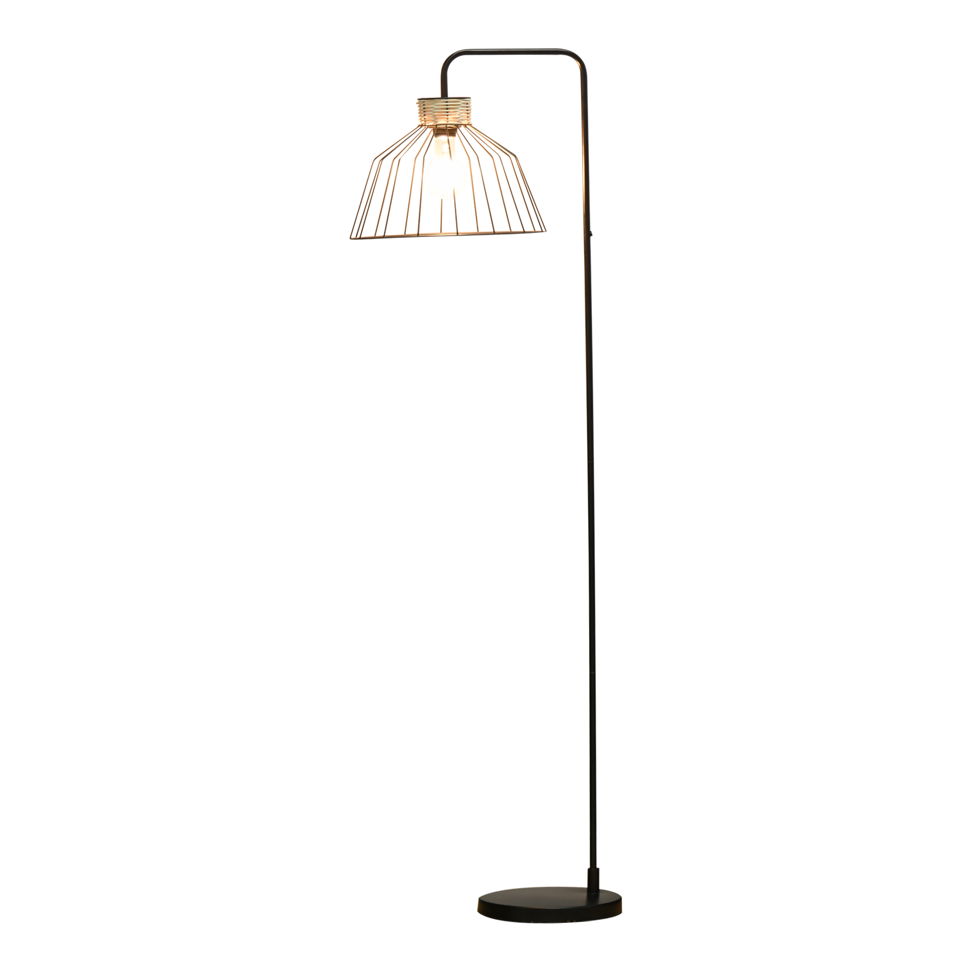 HOMCOM Lampada da Terra di Design Stile Industriale in Metallo e Rattan, Illuminazione Casa e Ufficio, 44x34x154cm, Nero
