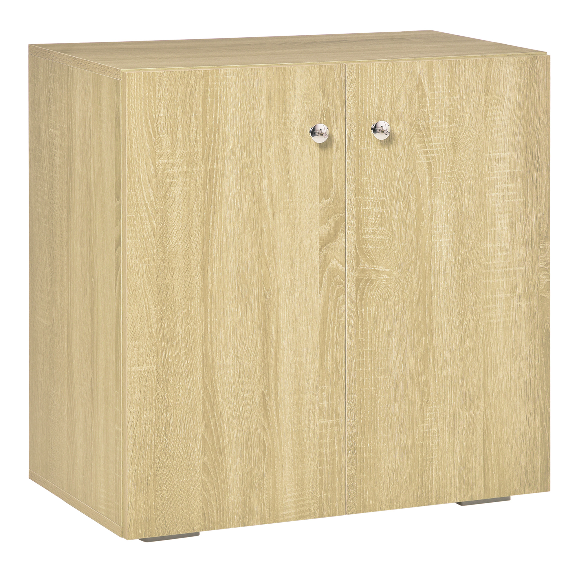 HOMCOM Mobiletto Multiuso a 2 Ante, Mobiletto Soggiorno o Ufficio in Legno con Maniglie in Alluminio, 70x39x70cm