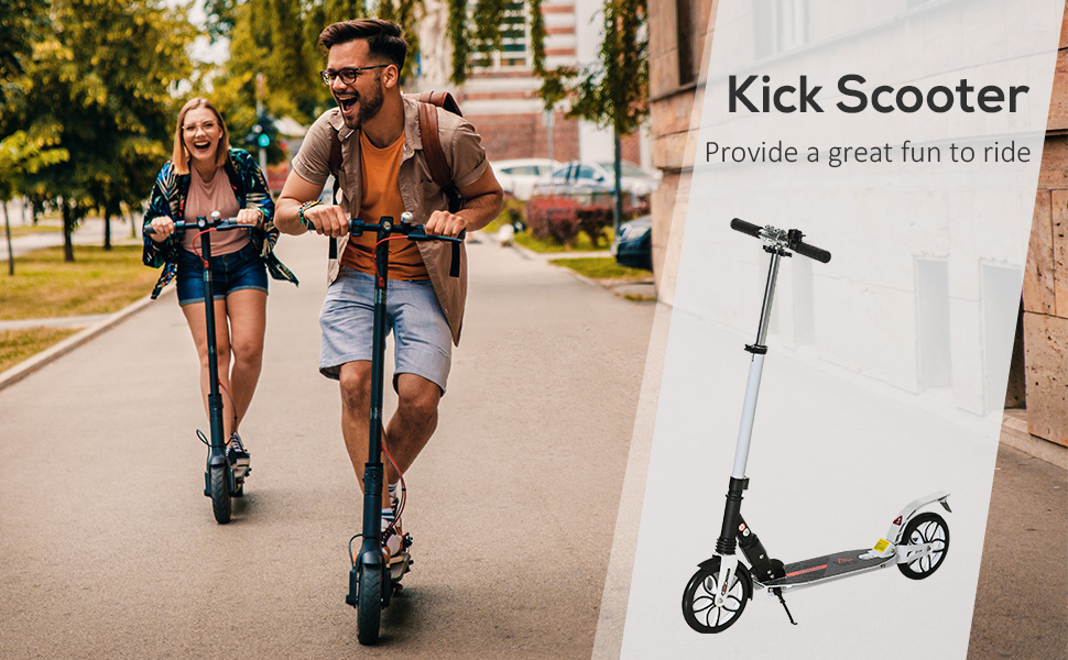 Folding Kick Scooter, HightAdjustable Urban Scooter w/ Rear