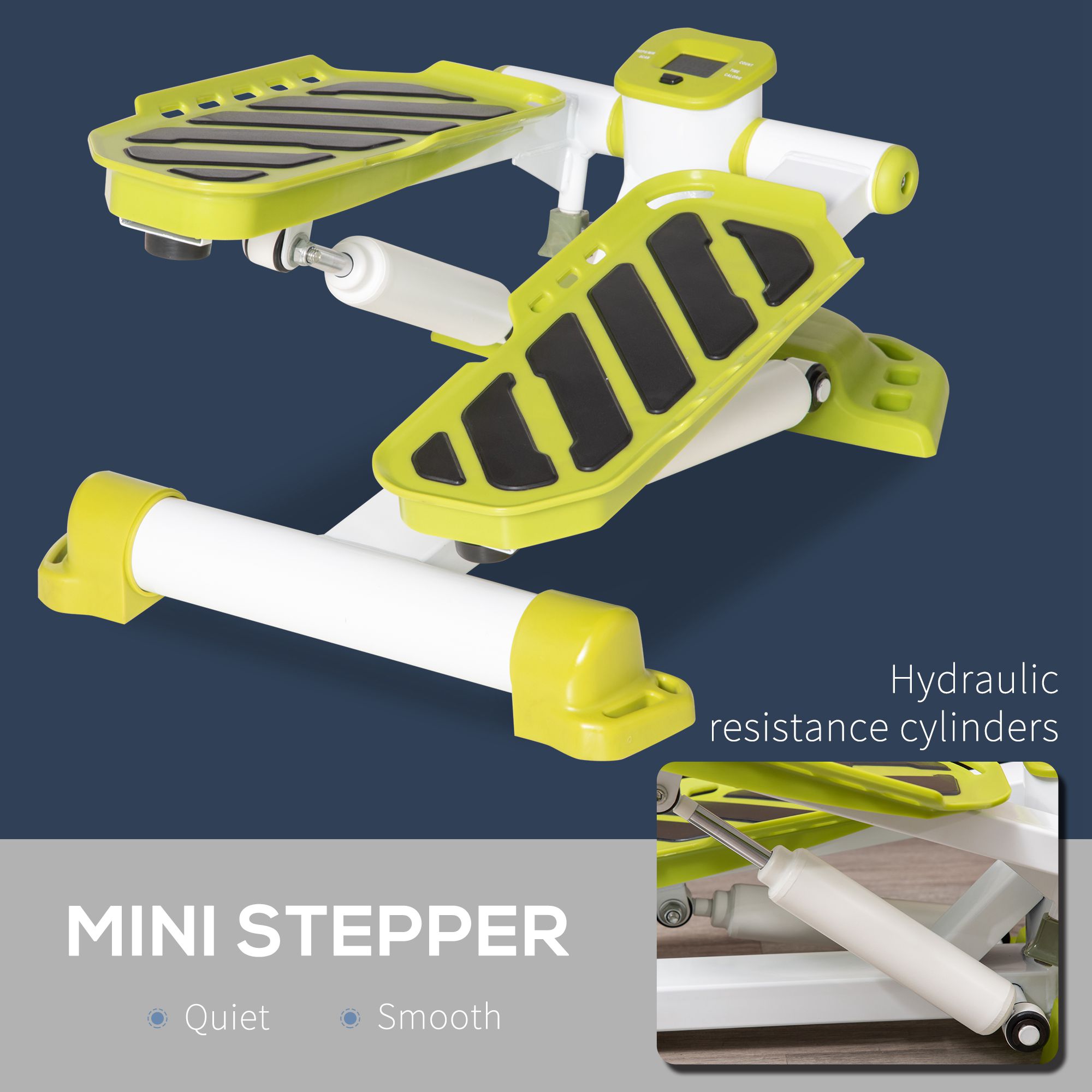 HOMCOM Portable Mini Stepper Exercise Legs Arms Thigh Toner Workout Toning Machine Fitness Stair Steps, White