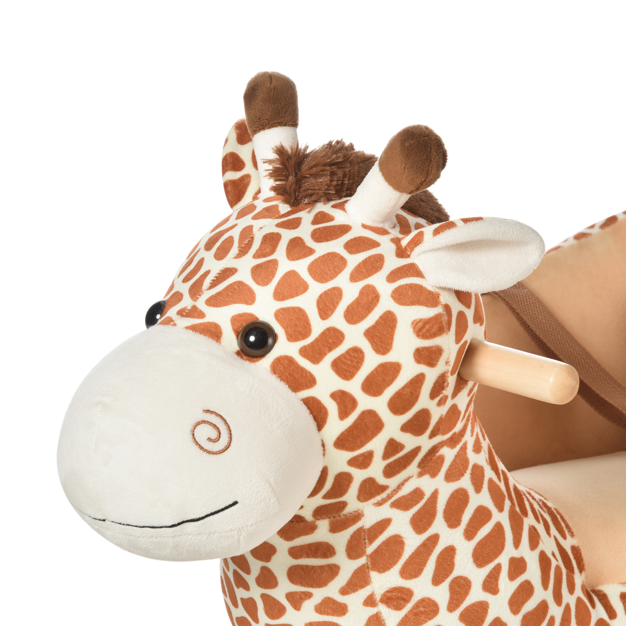 HOMCOM Rocking Giraffe Toy for Kids with Sounds, Plush Toddler Baby Rocker Seat, Giraffe Pattern.