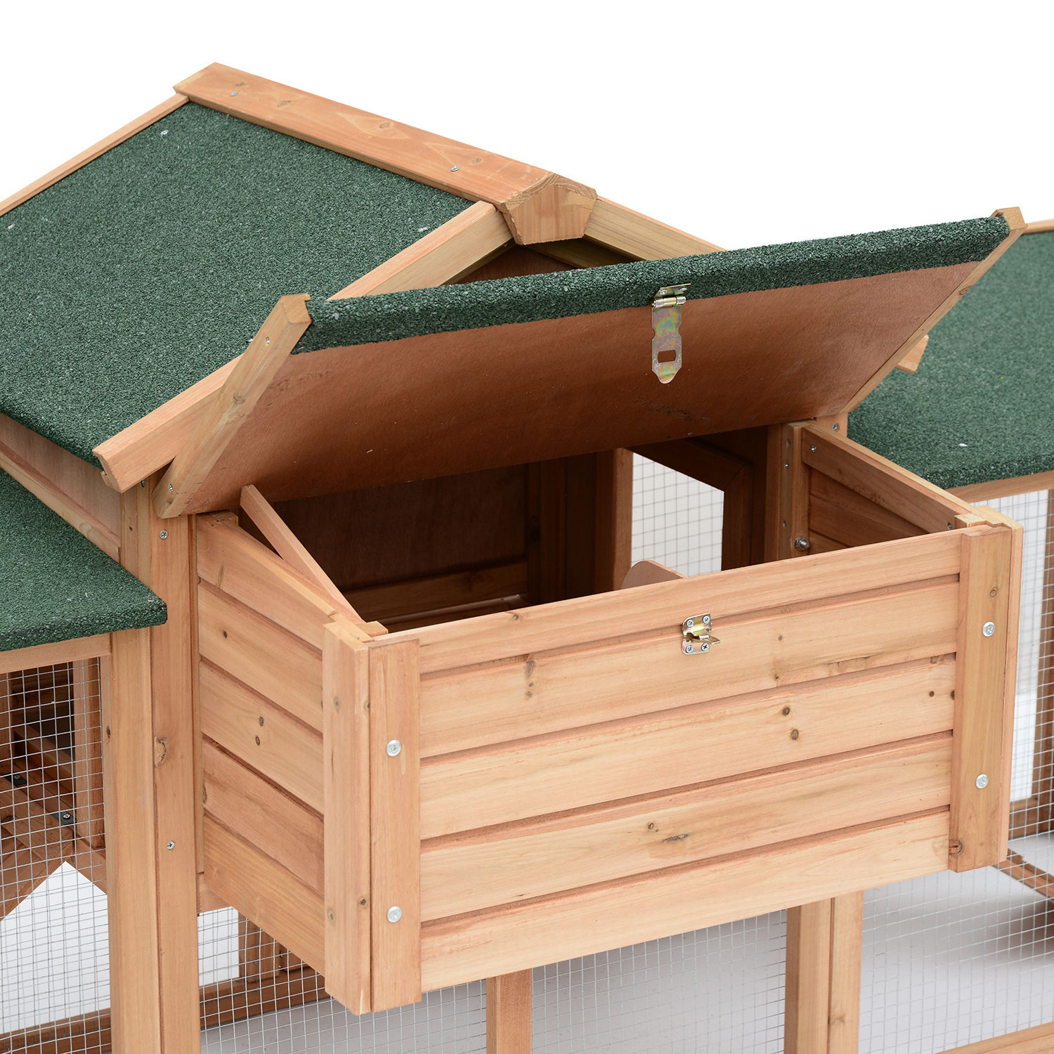 PawHut Wooden Chicken Coop Backyard Hen Cage House Poultry with Comfortable Nesting Box & Fun Outdoor Run 204 x 85 x 93cm